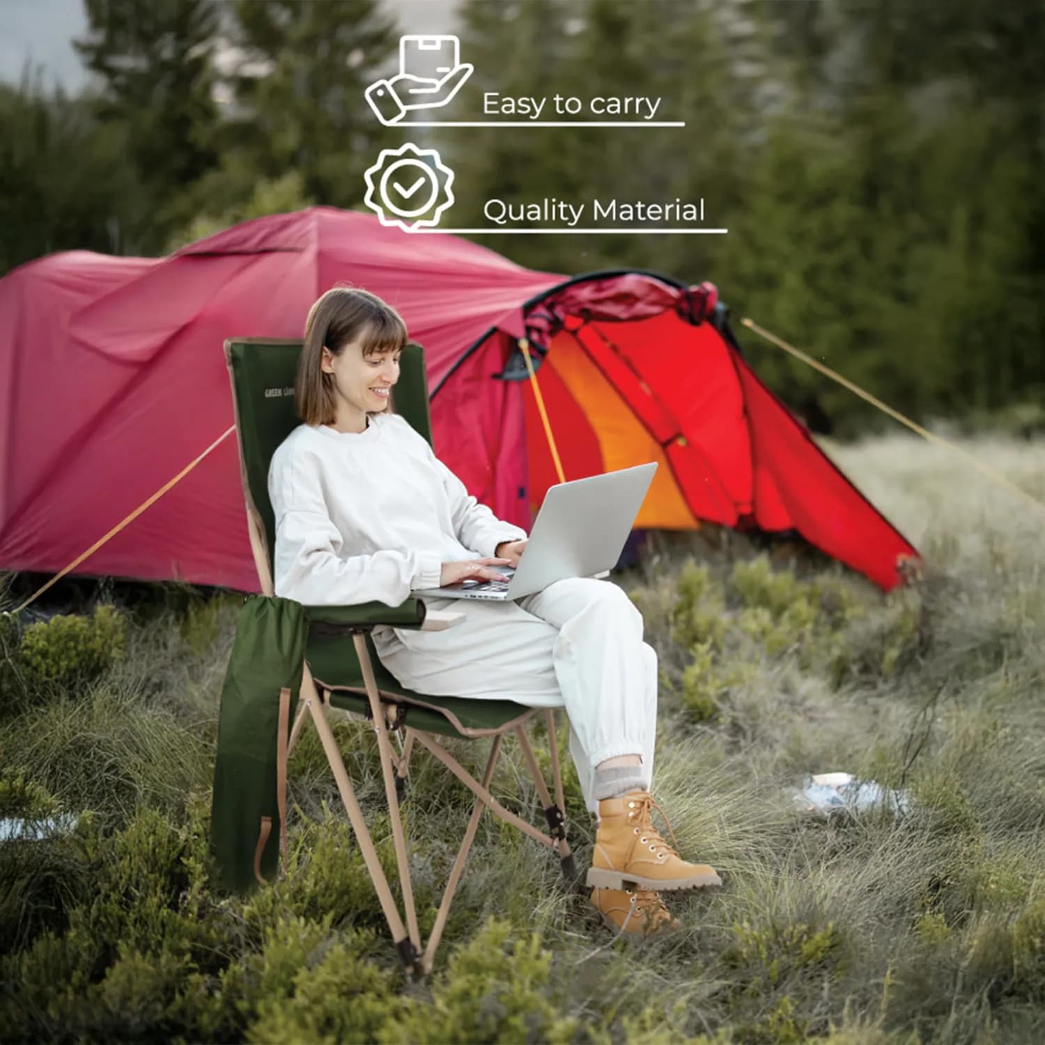 GREEN LION OUTDOOR CAMPING CHAIR WITH CARRYING BAG - DARK GREEN 3