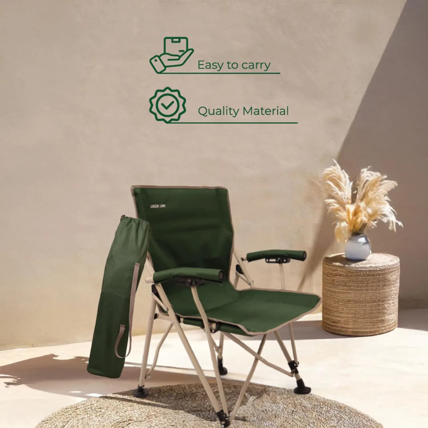GREEN LION OUTDOOR CAMPING CHAIR WITH CARRYING BAG - DARK GREEN 4