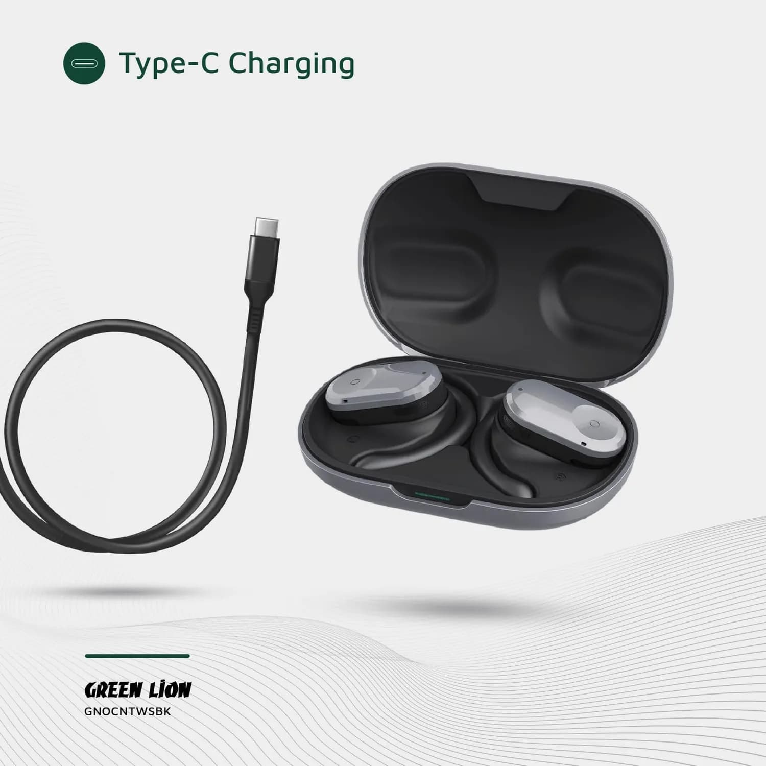 Green Lion Open Ear Headphones Ocean - Bluetooth 5.3, Black 5