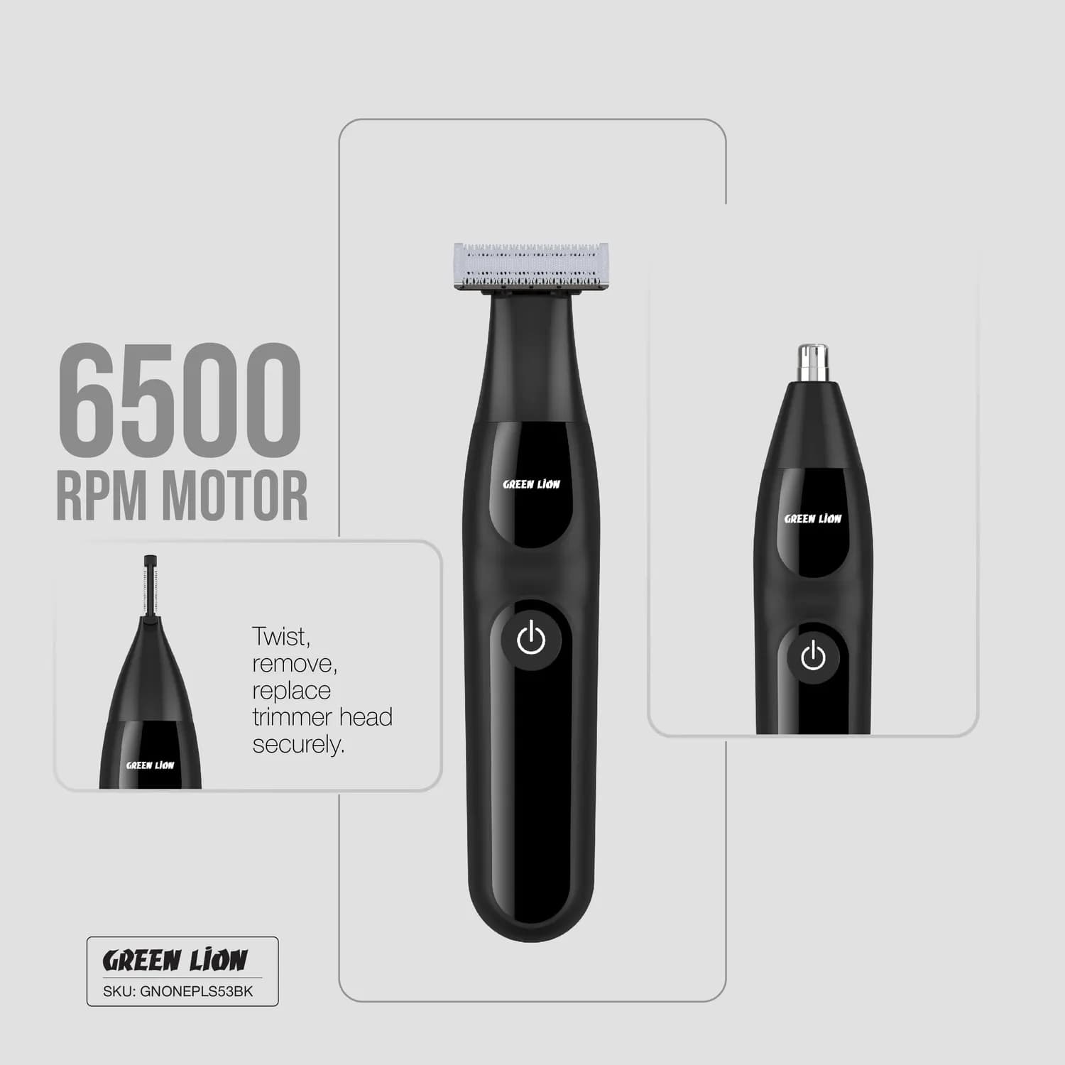 Green Lion Facial Hair Trimmer - 3-in-1, Waterproof, Black 4