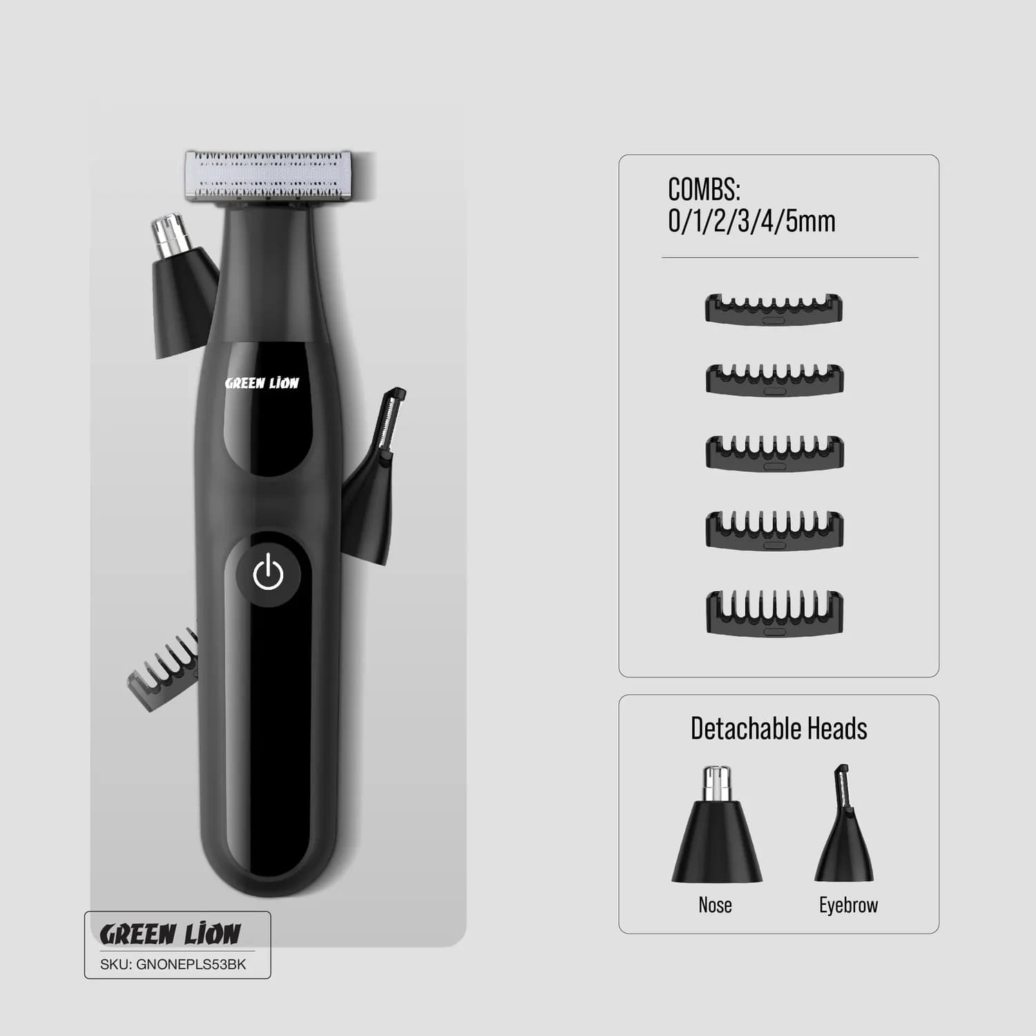 Green Lion Facial Hair Trimmer - 3-in-1, Waterproof, Black 5