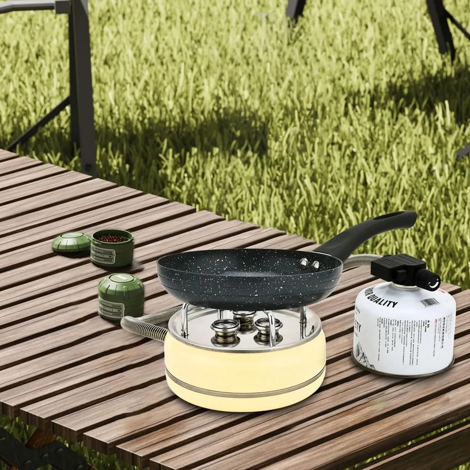 Green Lion Stove Orbit Flame - 3 Burner, 4000W, Beige 2