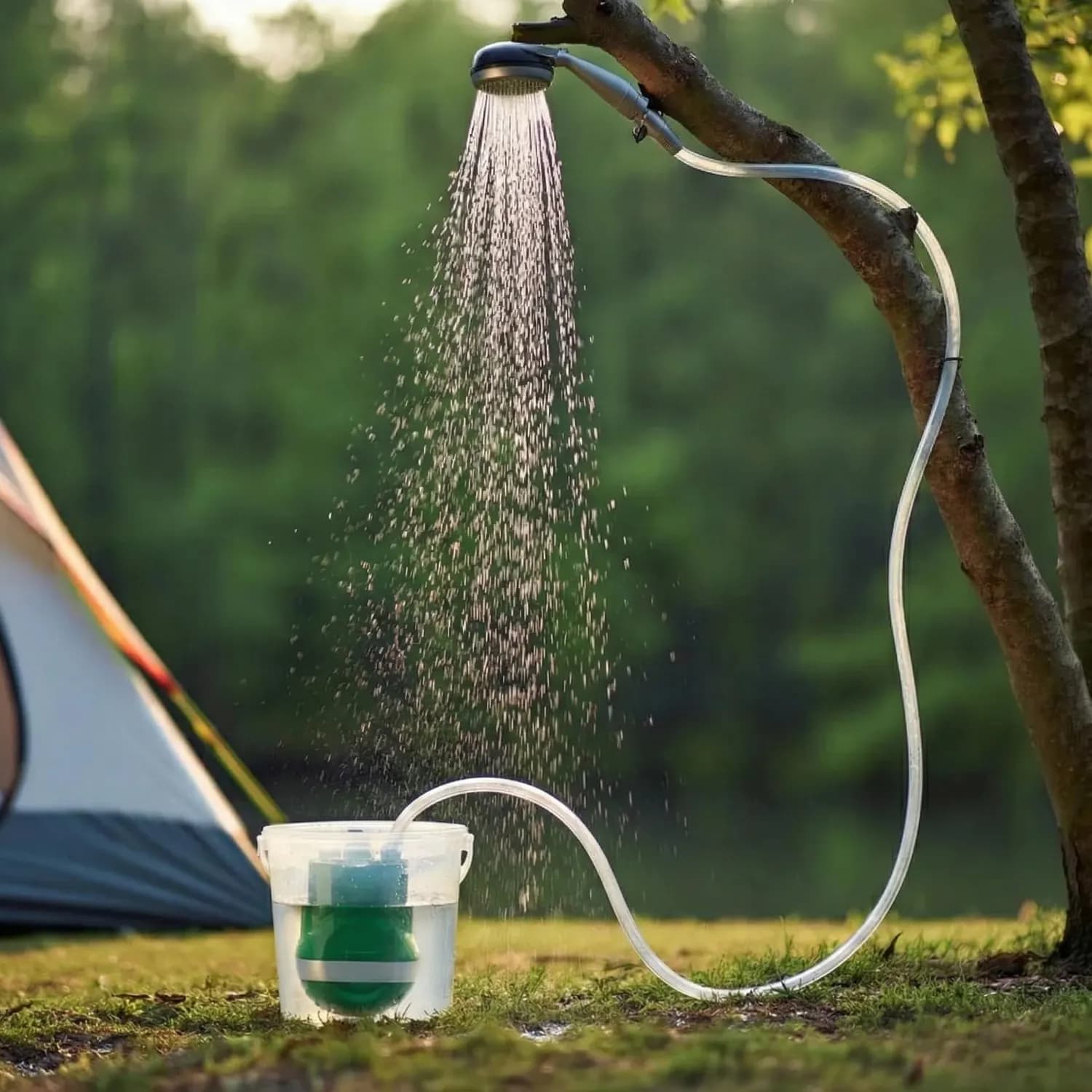 Green Lion Rechargeable Portable Shower - USB-C, Green 3