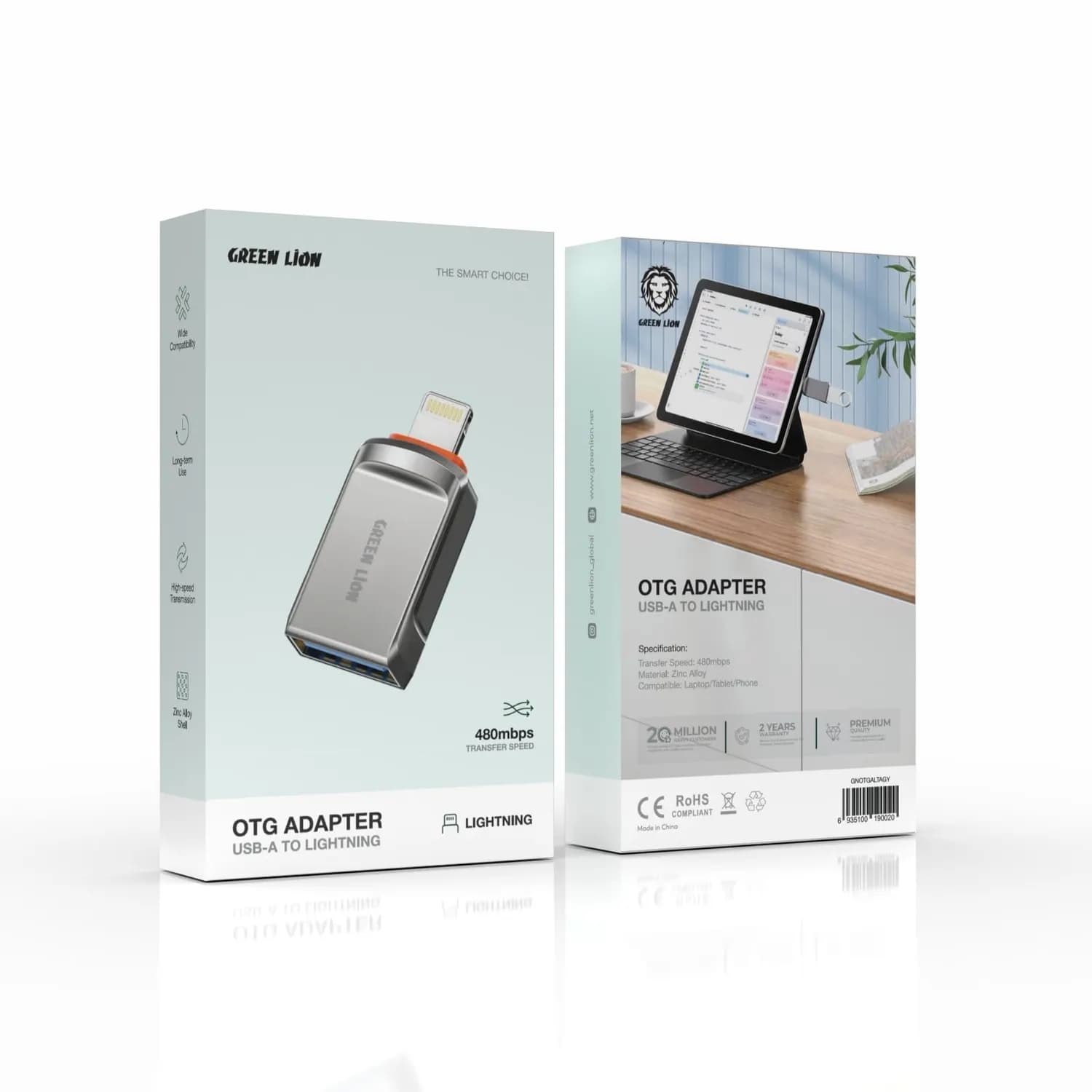 Green Lion OTG Adapter - USB-A to Lightning, 120W, Gray 4