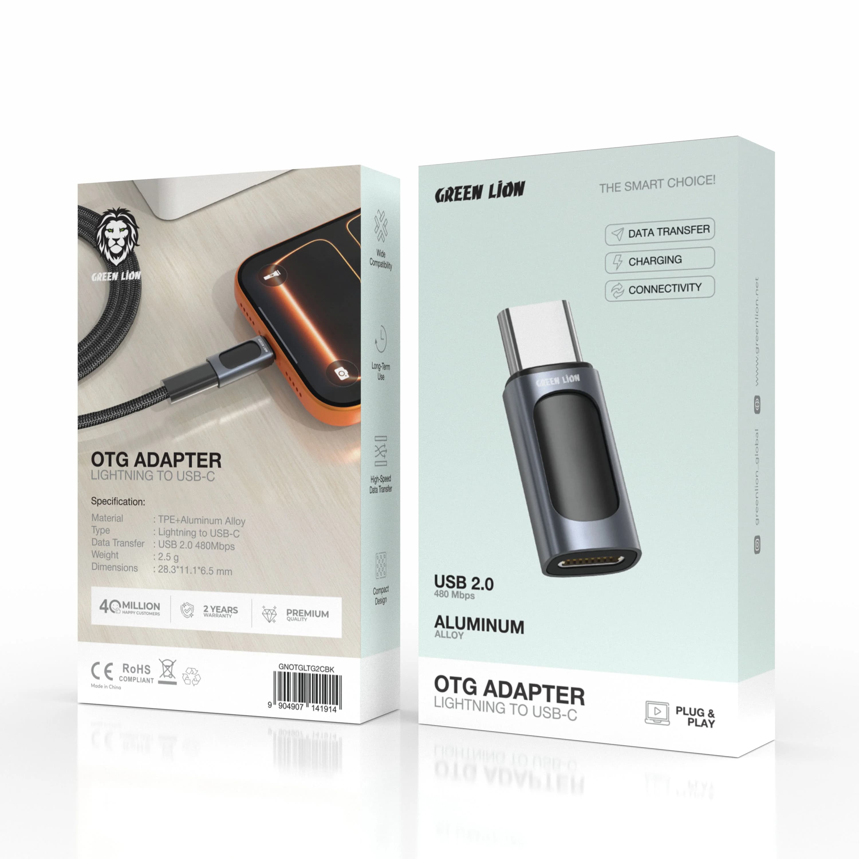 Green Lion OTG Adapter GNOTGLTG2CBK - Lightning to USB-C, Black 1 Green Lion OTG Adapter GNOTGLTG2CBK - Lightning to USB-C, Black 1