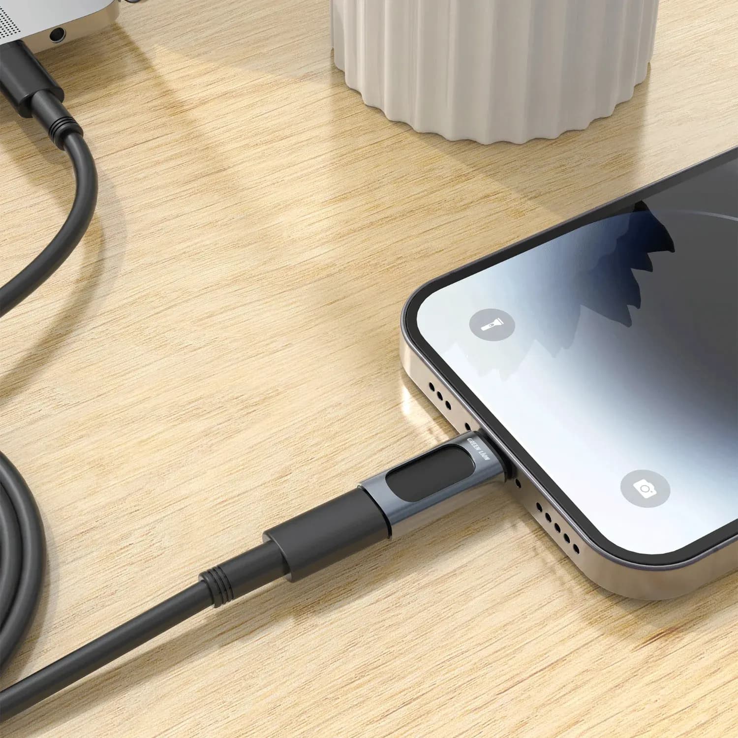 Green Lion OTG Adapter - USB-C to Lightning, Black 2