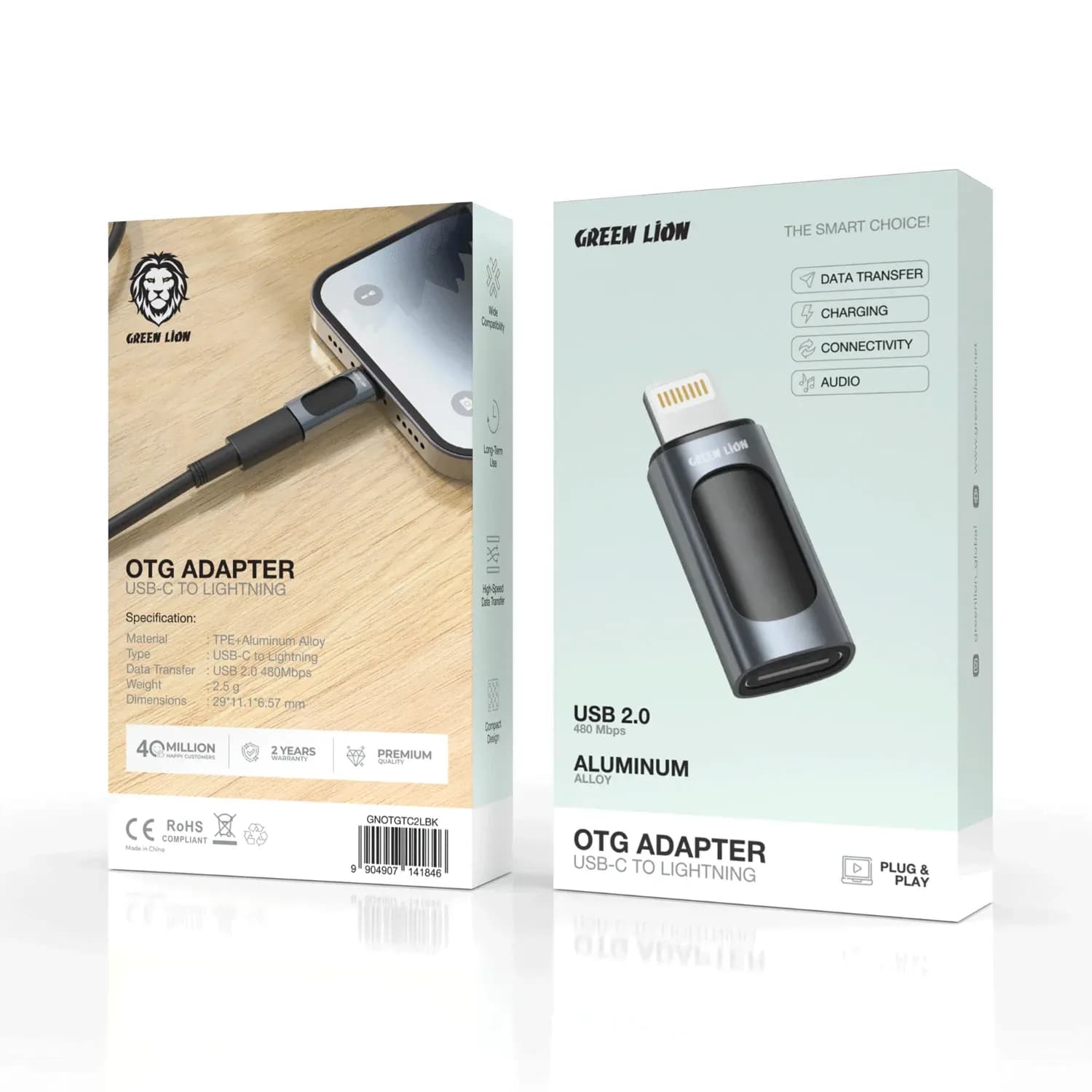 Green Lion OTG Adapter - USB-C to Lightning, Black 3