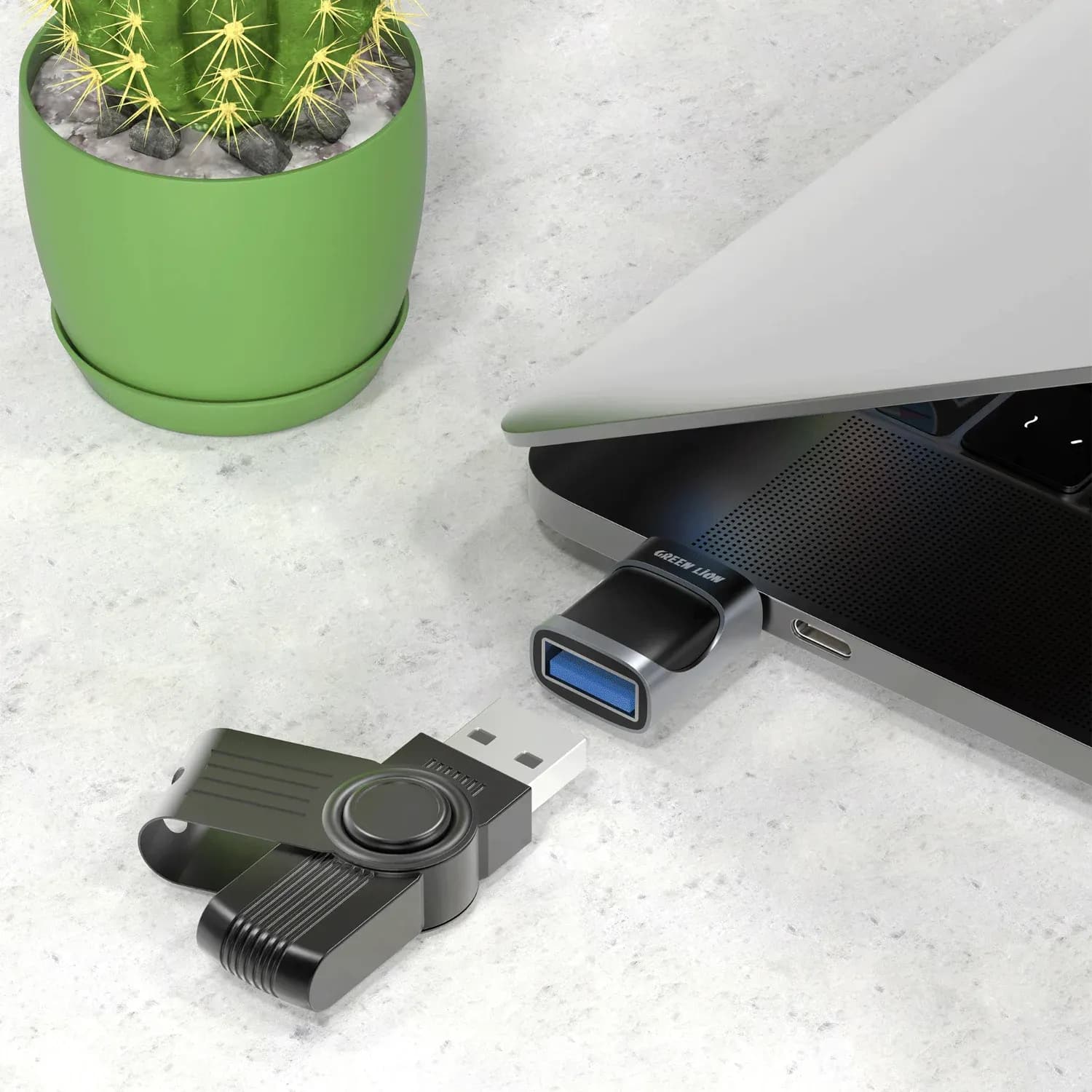 Green Lion OTG Adapter - USB-A to USB-C USB 2.0, Black 2