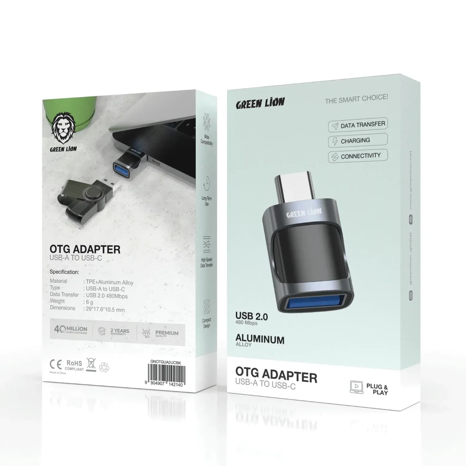 Green Lion OTG Adapter - USB-A to USB-C USB 2.0, Black 3