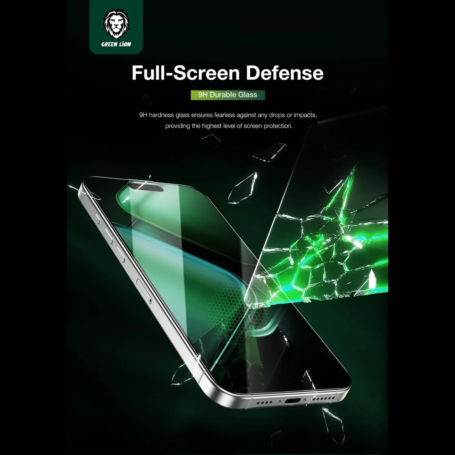 Green Lion Screen Protector - 9H Tempered Glass, Clear, iPhone 16 Pro 4