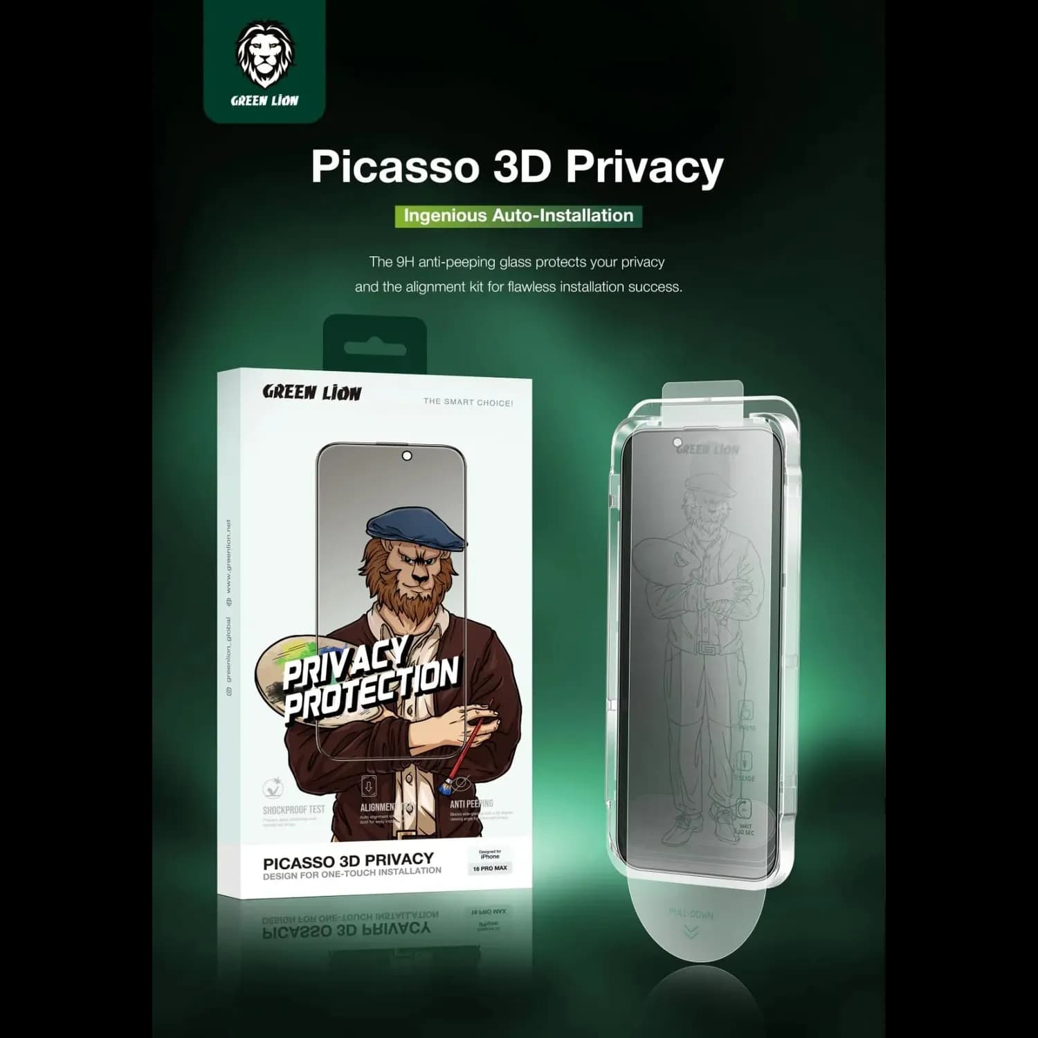 Green Lion Screen Protector Picasso 3D - Privacy, iPhone 16 Pro Max 5