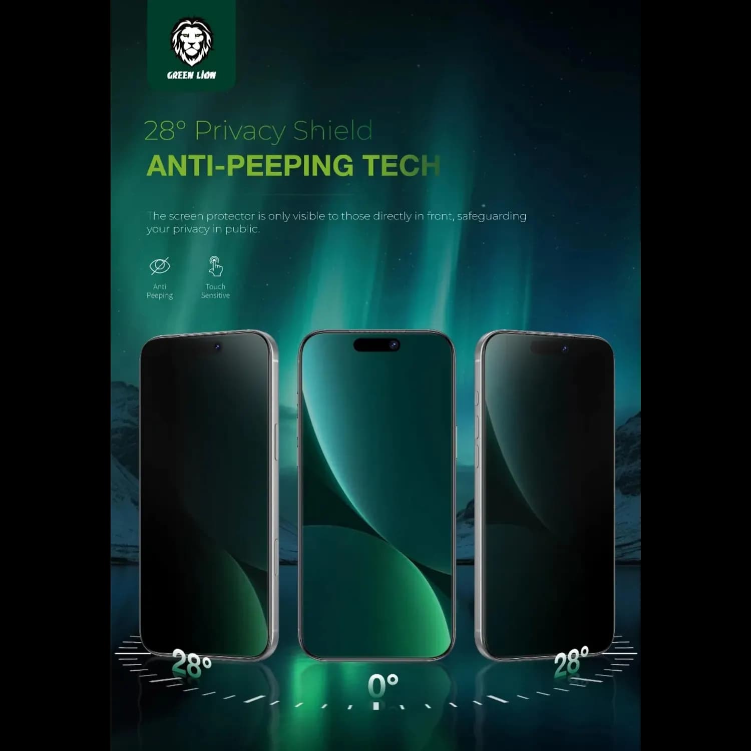 Green Lion Screen Protector Picasso 3D for iPhone 17 Air - 9H Tempered Glass, Privacy 3