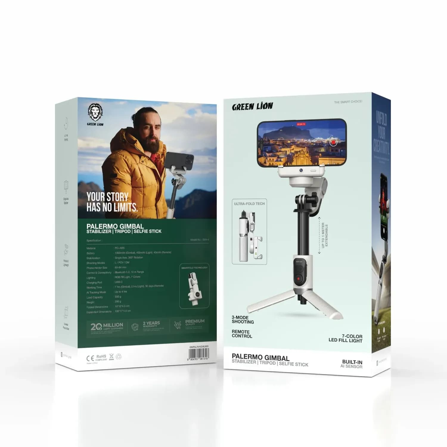 Green Lion Gimbal Stabilizer Palermo - Foldable, White 4