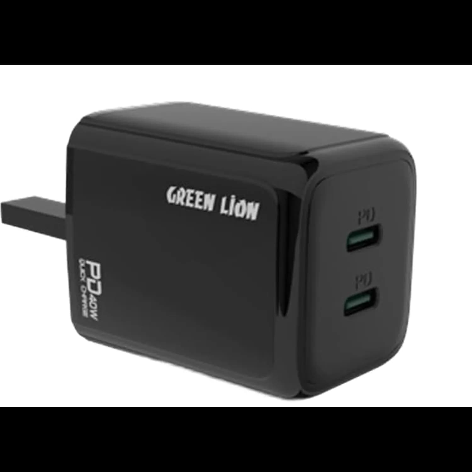 Green Lion Charger - 40W PD Dual Port with USB-C Cable, Black 1