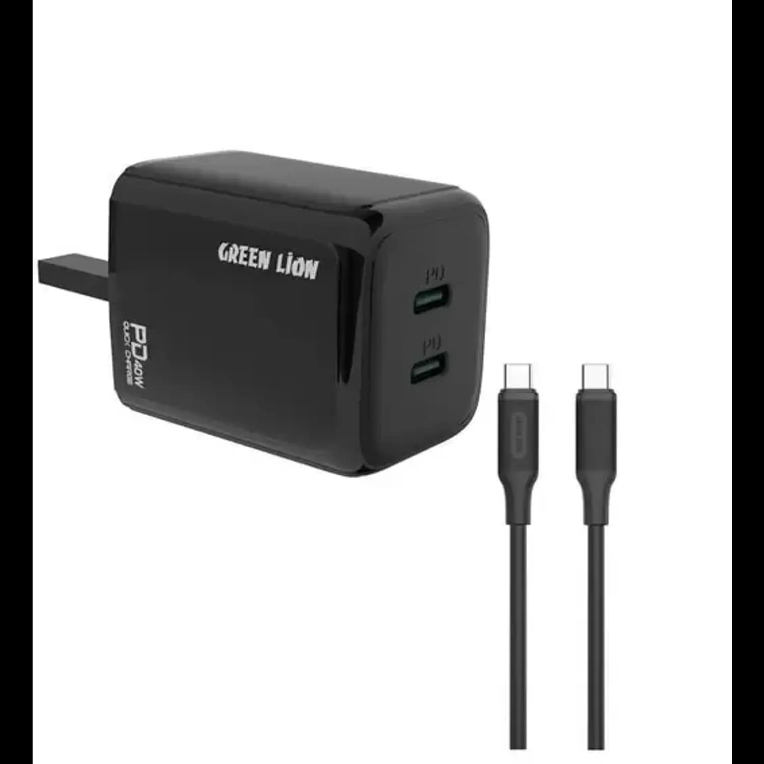 Green Lion Dual USB-C Charger - 40W PD, Black 1
