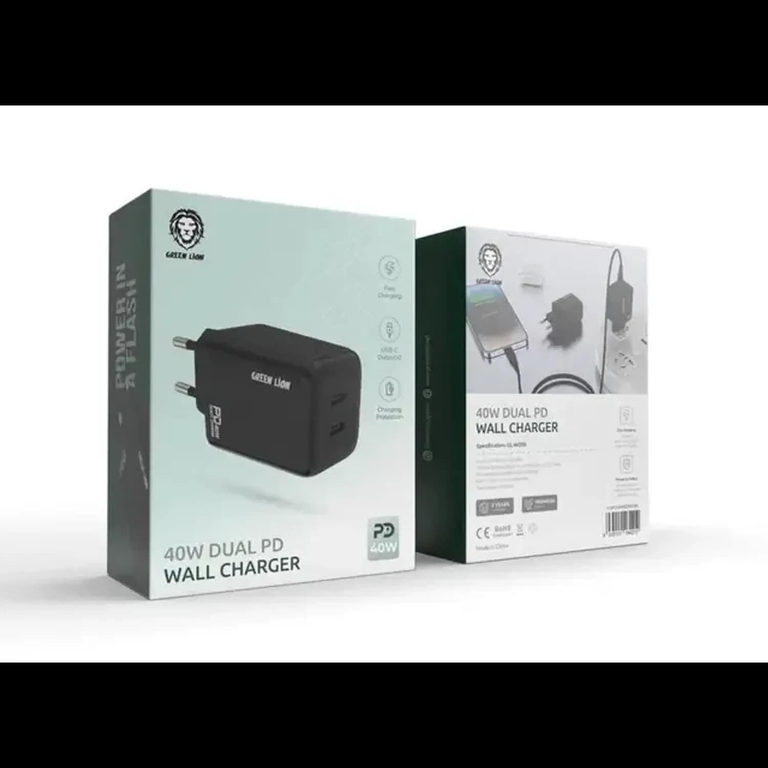Green Lion Wall Charger - 40W Dual PD, EU 2