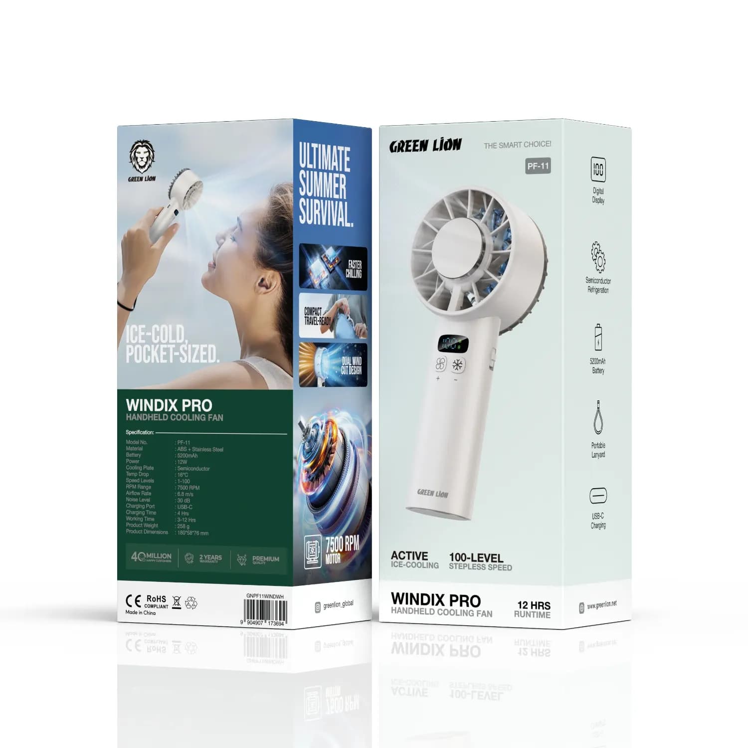 Green Lion Handheld Fan WINDIX PRO - Semiconductor Cooling, White 4