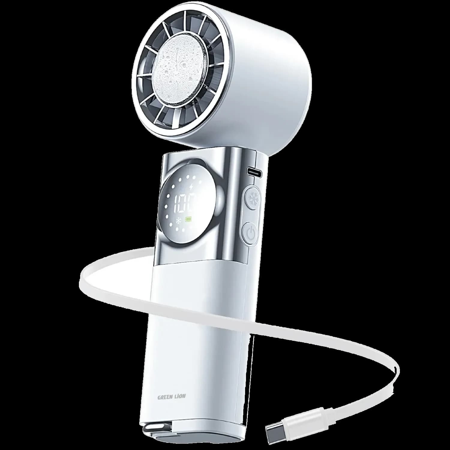 Green Lion Handheld Mini Fan POWER WIND - 2 in 1, White 1