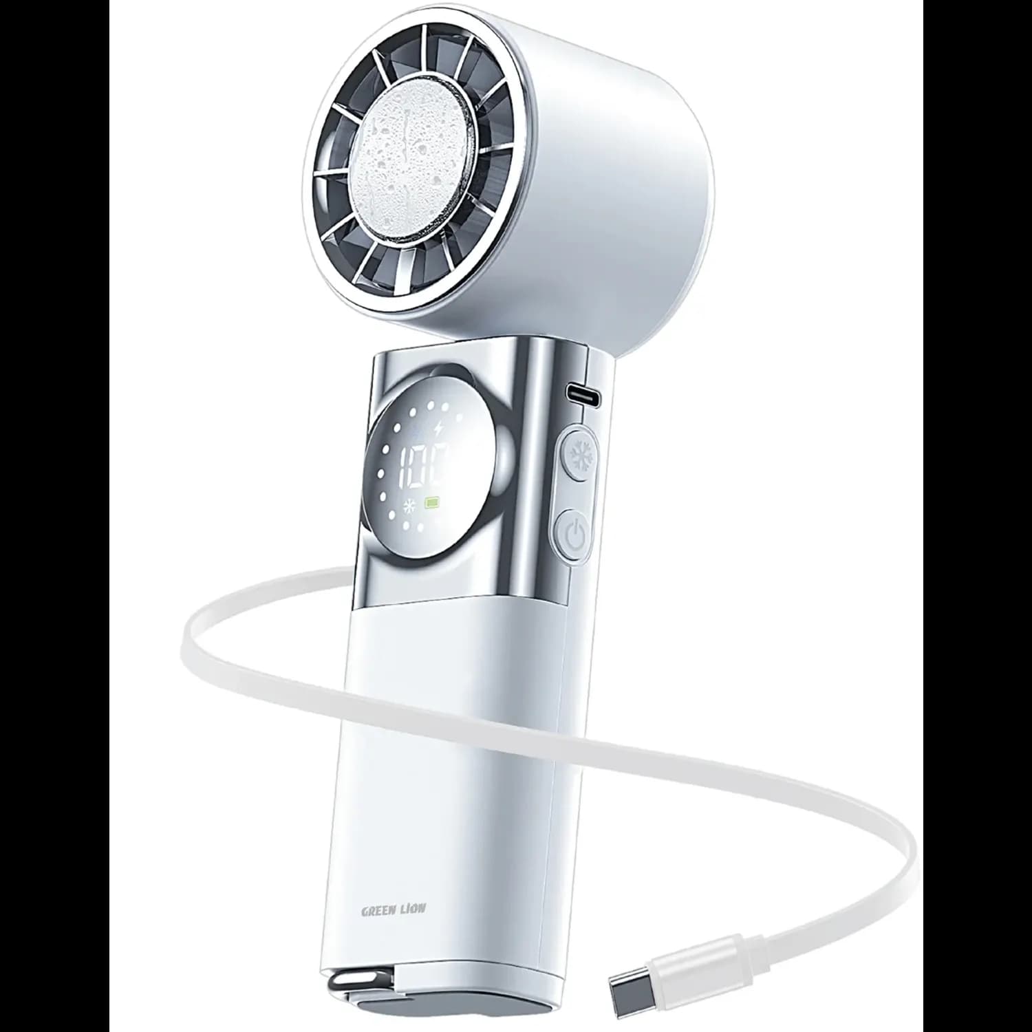 Green Lion Handheld Mini Fan POWER WIND - 2 in 1, White 2