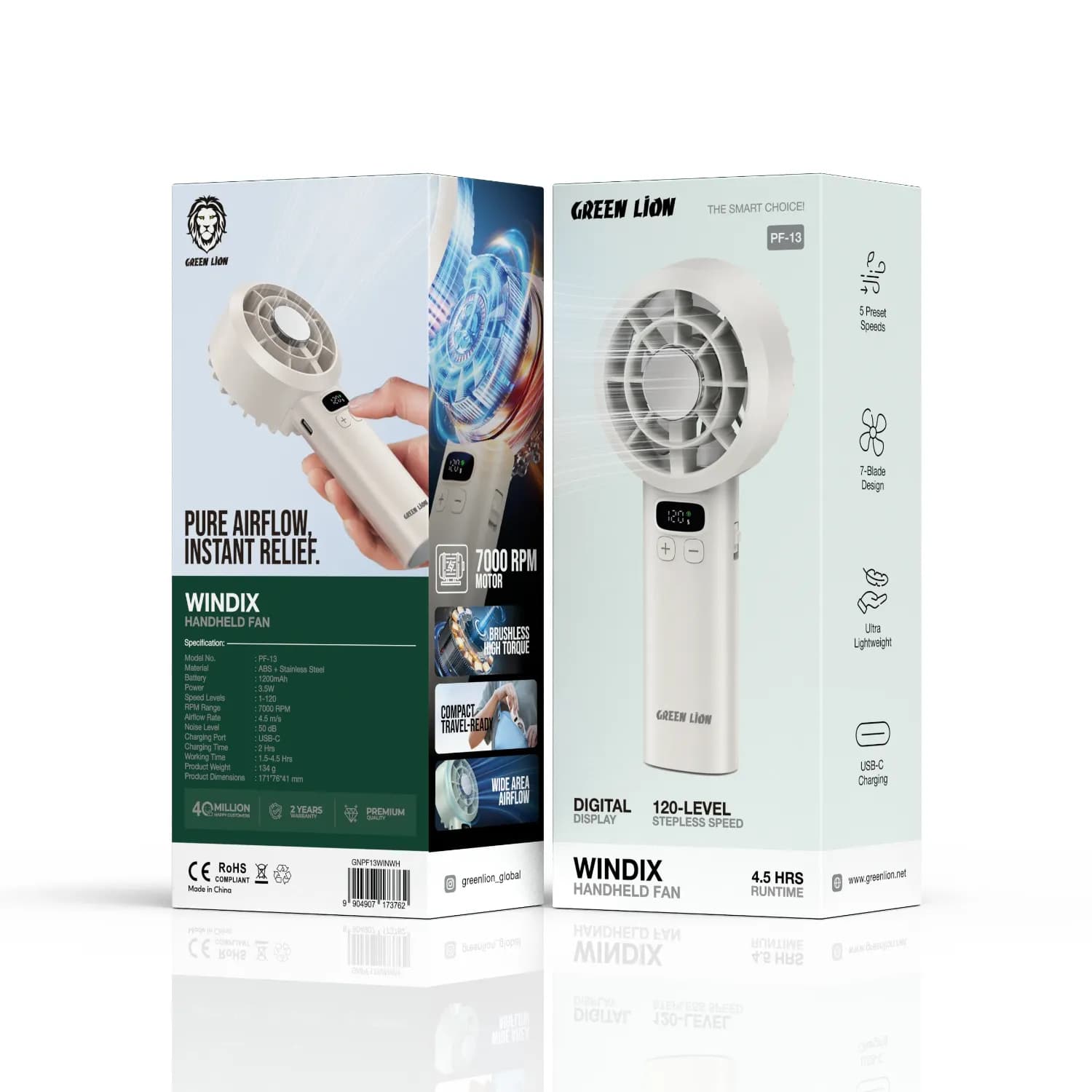 Green Lion Handheld Fan WINDIX - USB-C, White 4