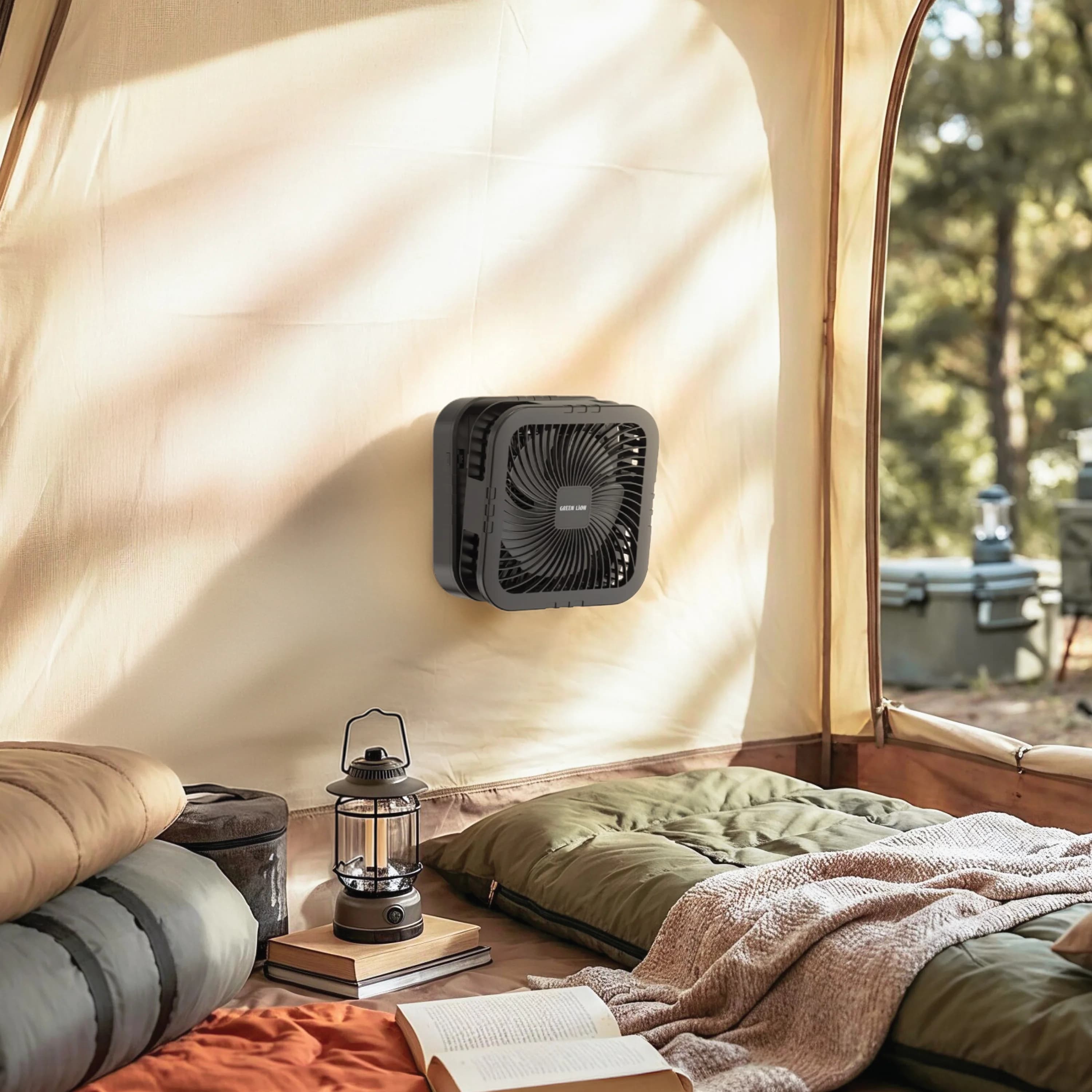 Green Lion Solar Trio Fan GNPF24SOLFNBK - Fan, Light & Power Bank, Black 2
