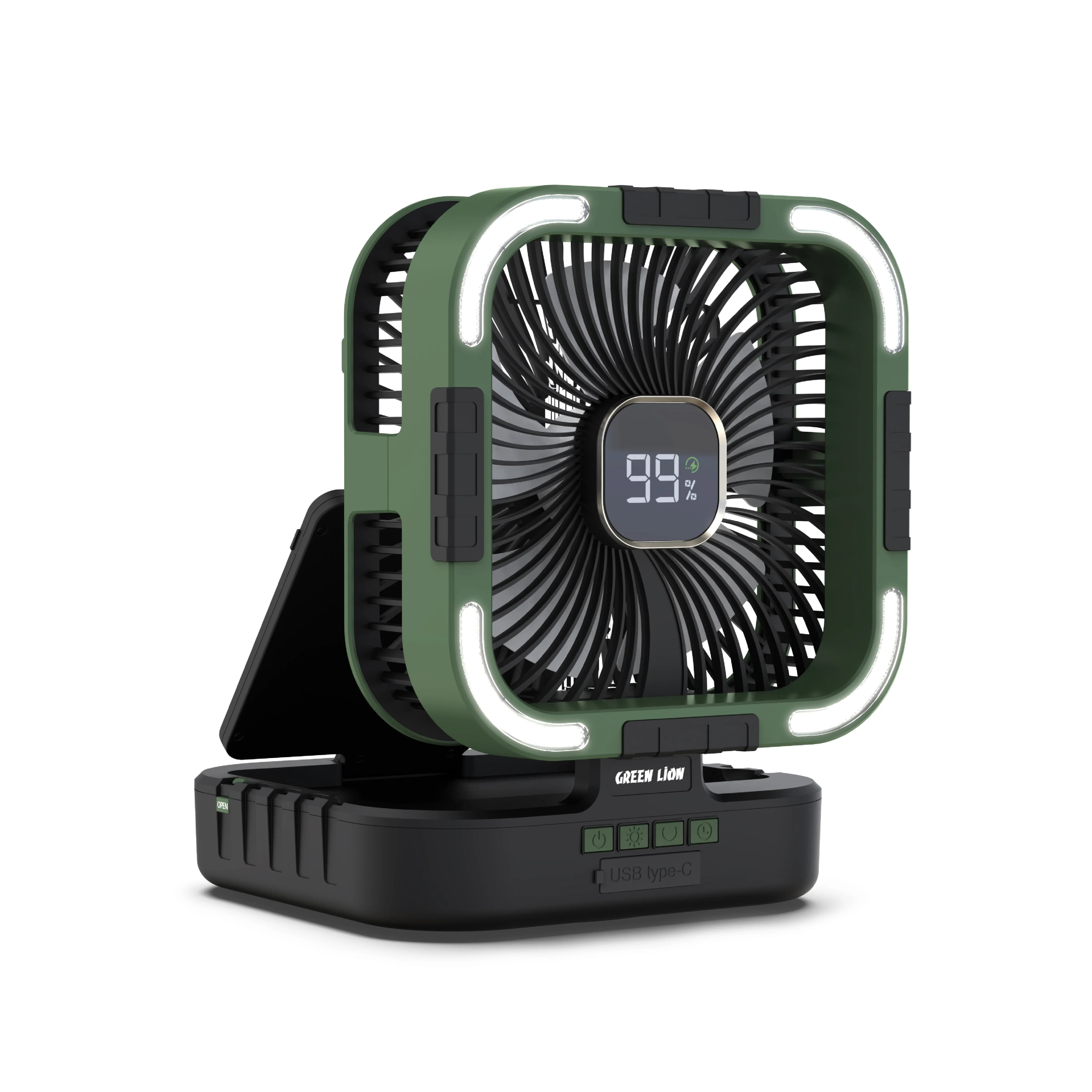Green Lion Solar Fan GNPF25SOLFNBK - 3-in-1 Fan, Light & Power Bank, Black 1 Green Lion Solar Fan GNPF25SOLFNBK - 3-in-1 Fan, Light & Power Bank, Black 1