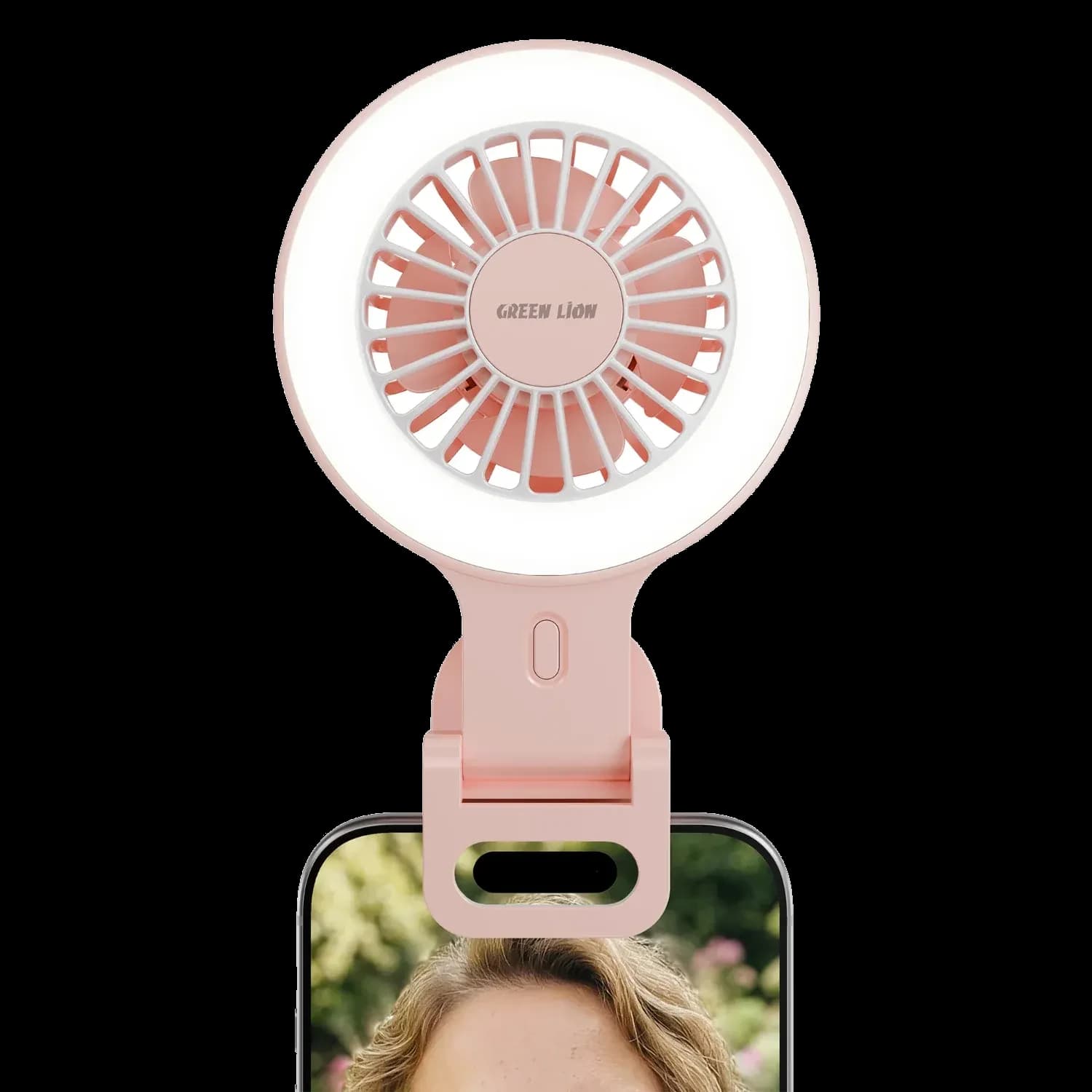 Green Lion Clip-On Rechargeable Fan AIR GLOW - Pink — White 2