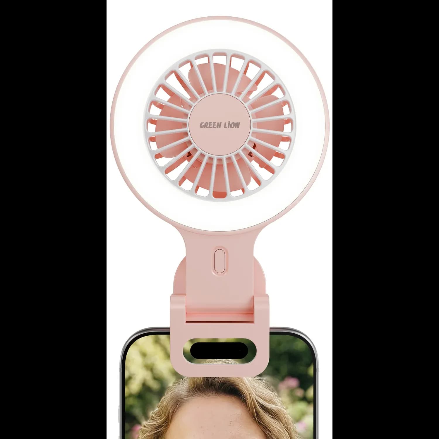 Green Lion Clip-On Rechargeable Fan AIR GLOW - Pink — White 3