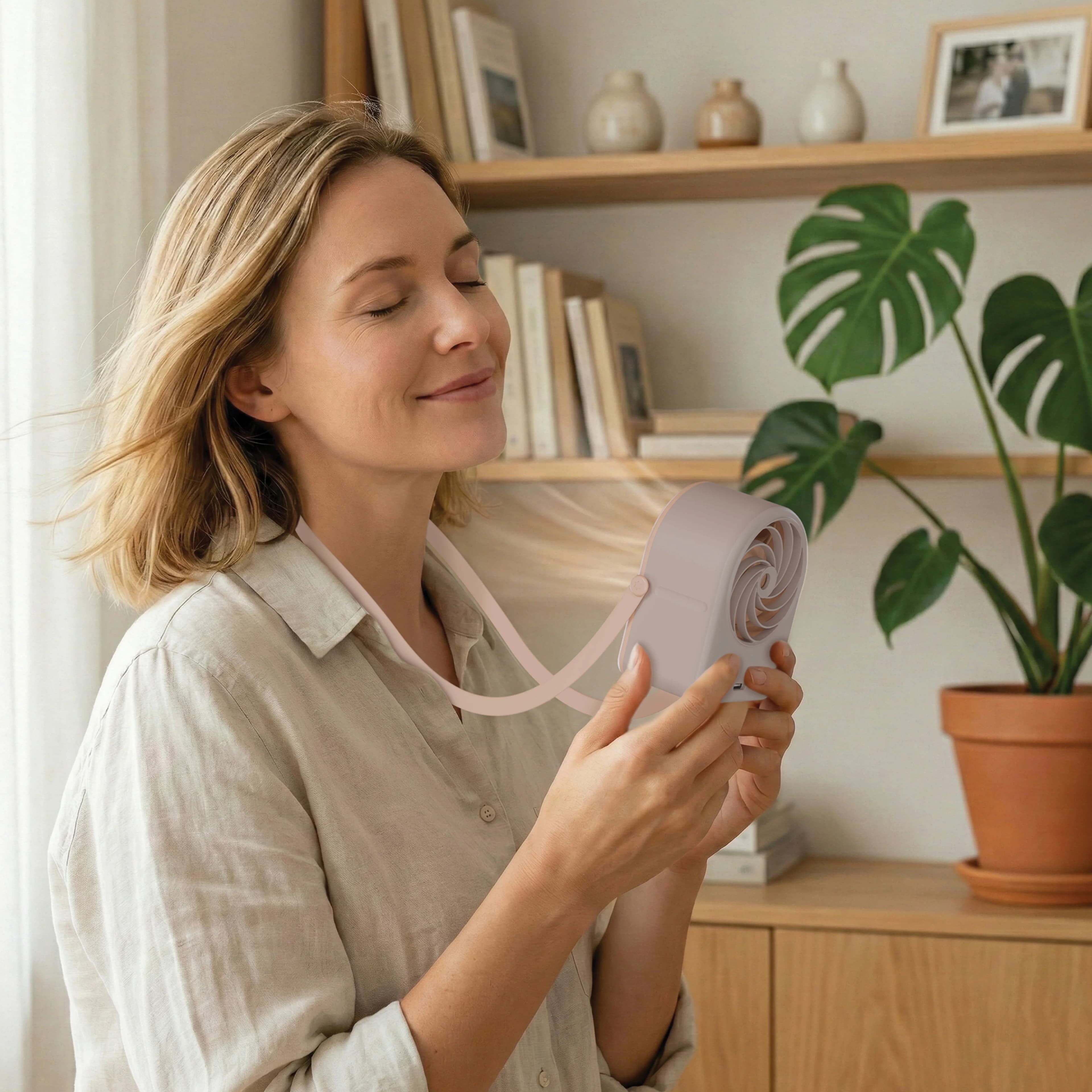 Green Lion Portable Fan PF-9 - Wearable, Pink — Grey 4