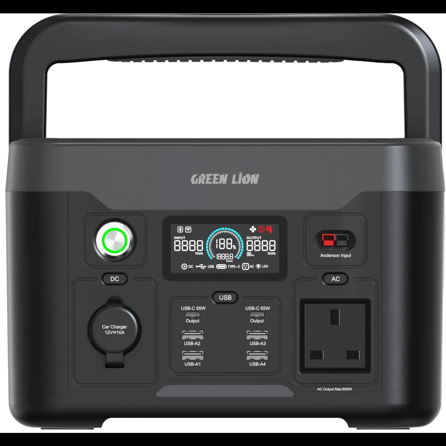 Green Lion Portable Power Station - 12000mAh 65W PD, Black 4