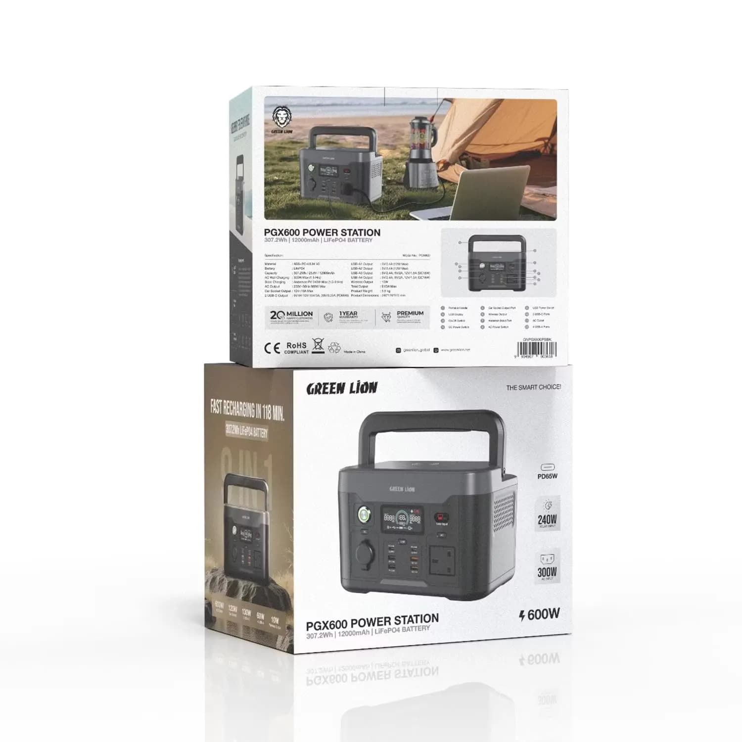 Green Lion Portable Power Station - 12000mAh 65W PD, Black 5
