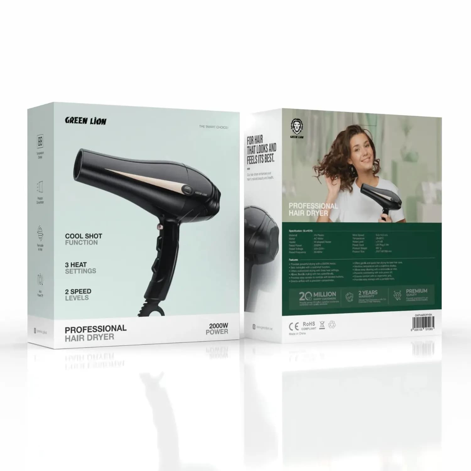 Green Lion Hair Dryer GNPHairDryBK - 2000W, Auto Power Off, Black 3
