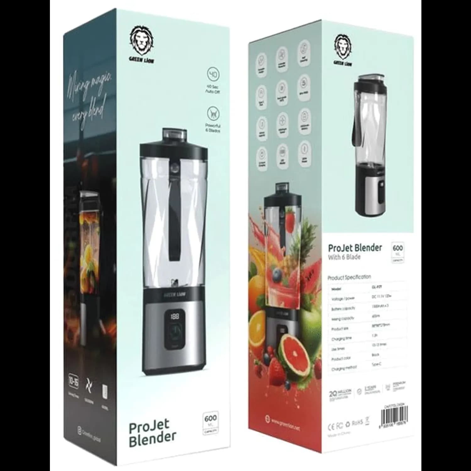 Green Lion Blender ProJet - 600ml Travel Cup, Black 5