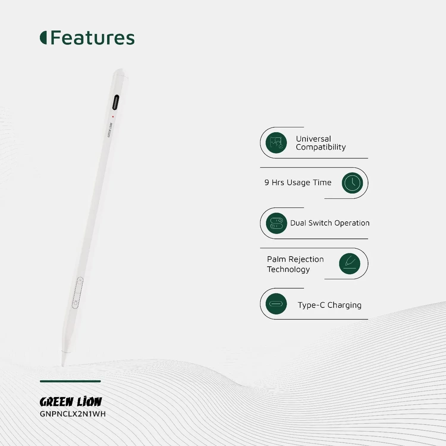 Green Lion Pencil X - Dual Switch, White 4