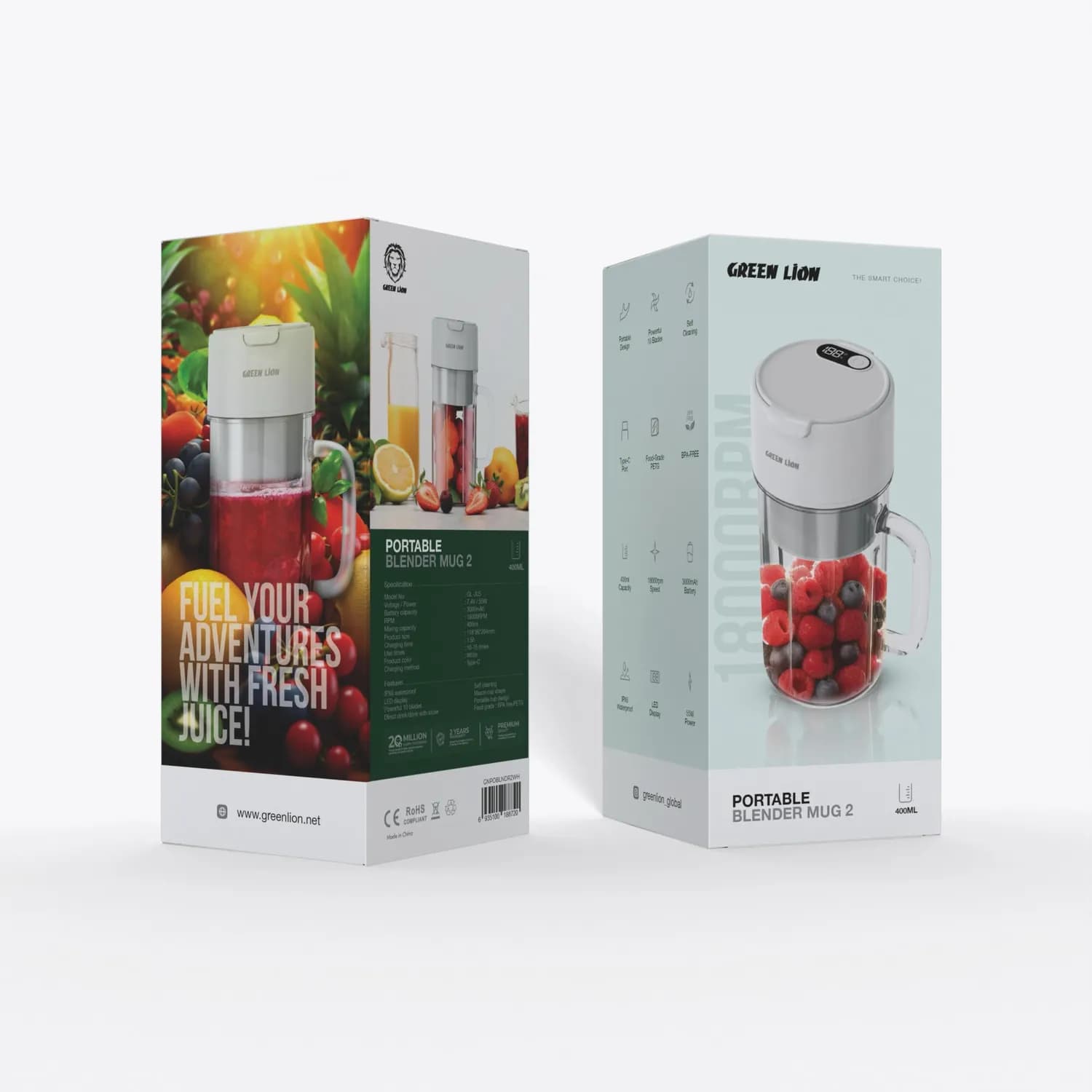 Green Lion Blender Mug-2 - 55W, 400ml Travel Cup, White 4