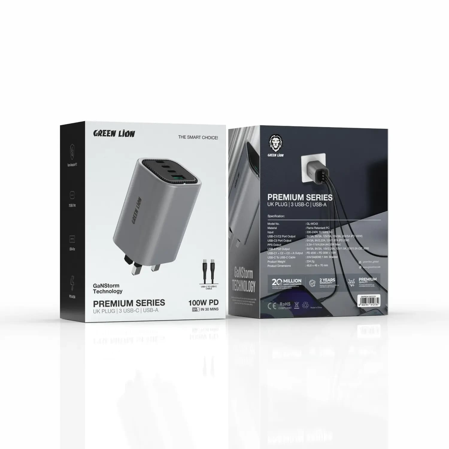 Green Lion GaN Charger Premium Series - 100W PD, Gray 3