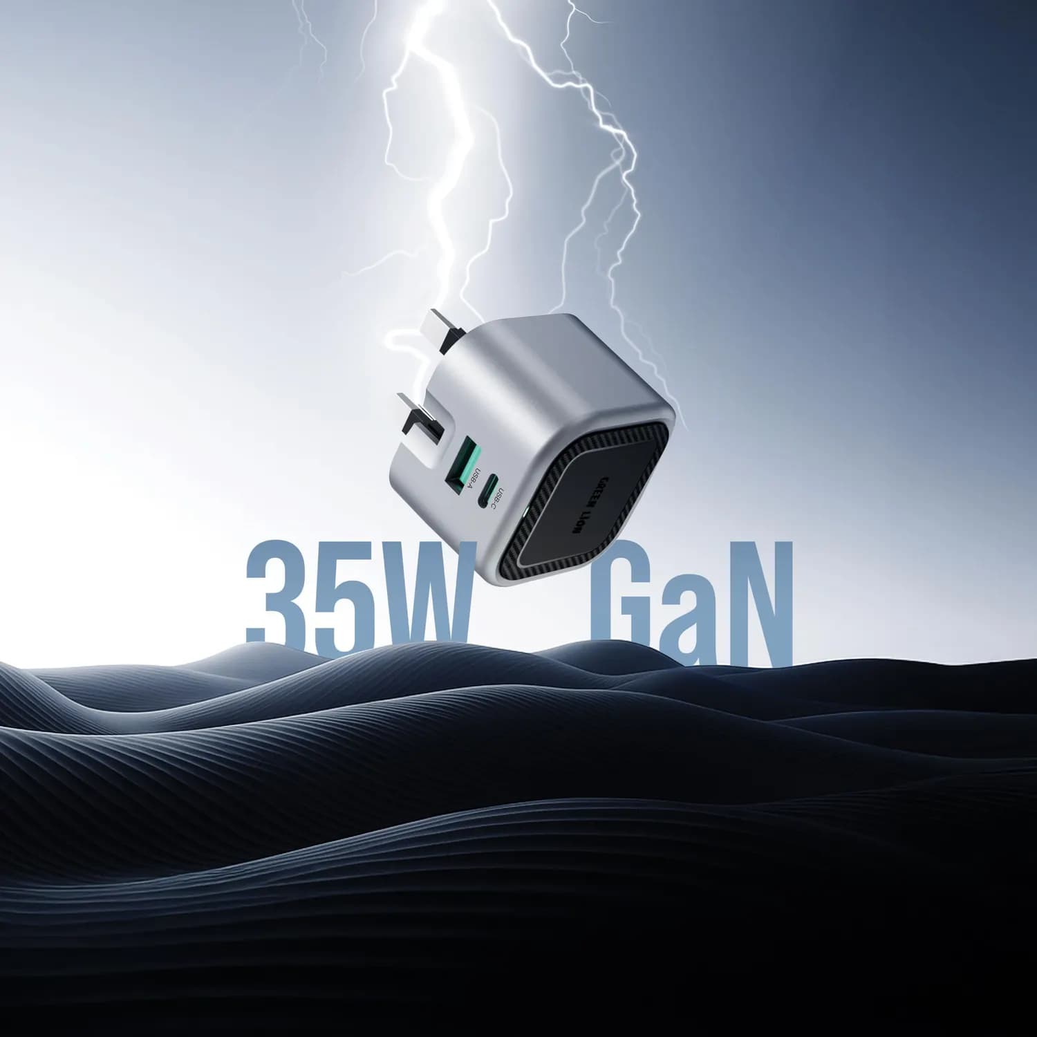 Green Lion Charger Premium Series - 35W PD, USB-C & USB-A, Foldable Plug, Gray 3
