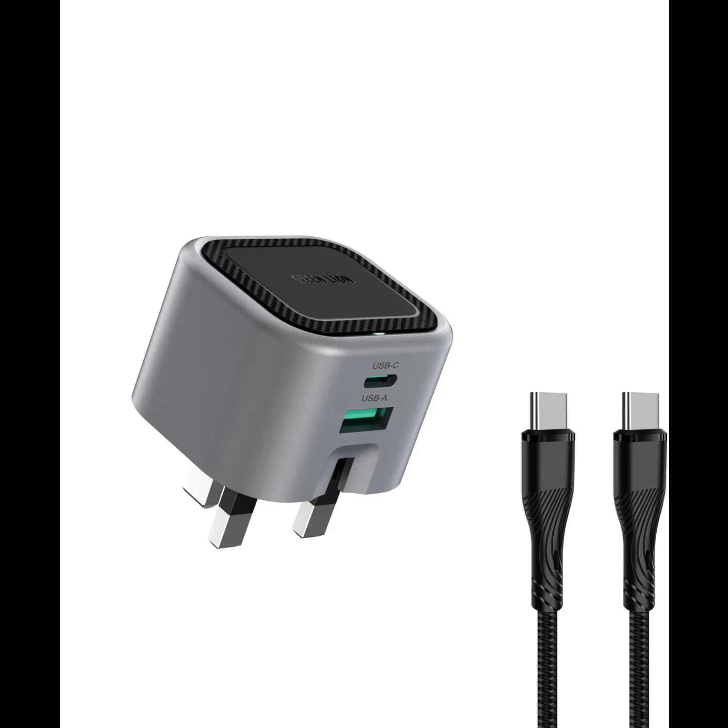 Green Lion Charger Premium Series - 35W PD, USB-C & USB-A, Foldable Plug, Gray 1