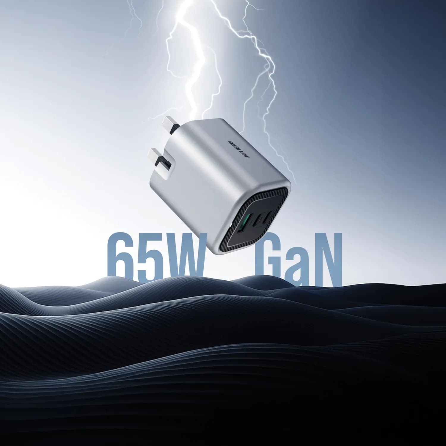 Green Lion Charger Premium Series - 65W PD, GaN, Foldable Plug, Gray 3