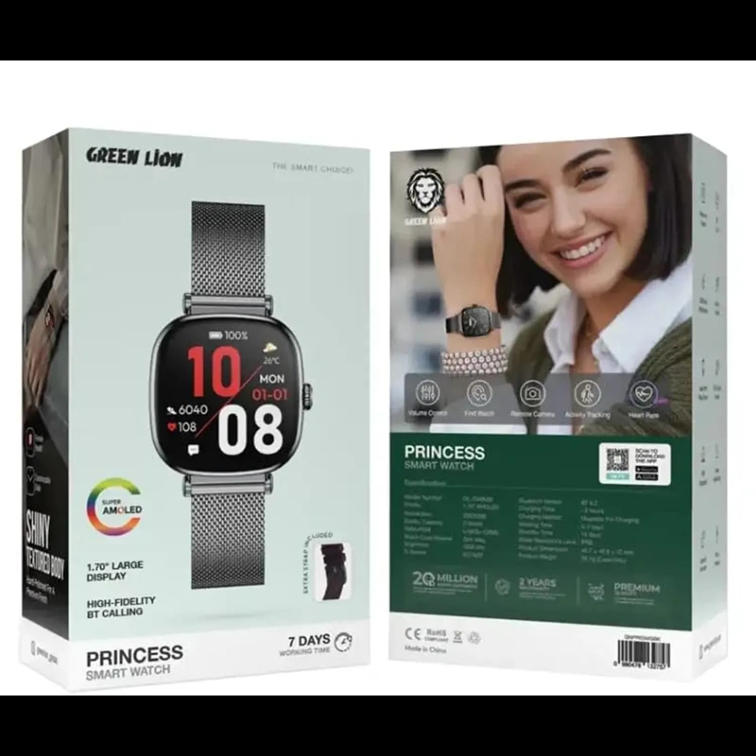 Green Lion Smart Watch - Lightweight, Square, Black 4