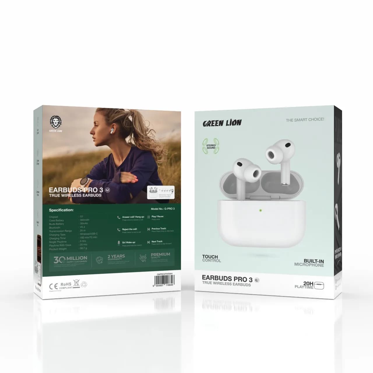 Green Lion Earbuds Pro 3 - True Wireless, White 4