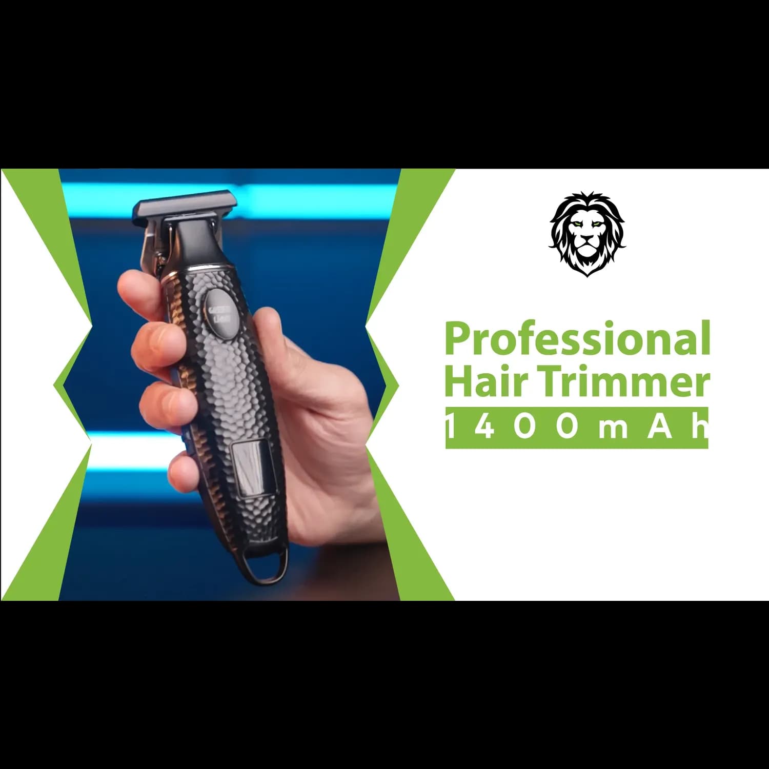 Green Lion Hair Trimmer - 1400mAh Battery, Silver 2