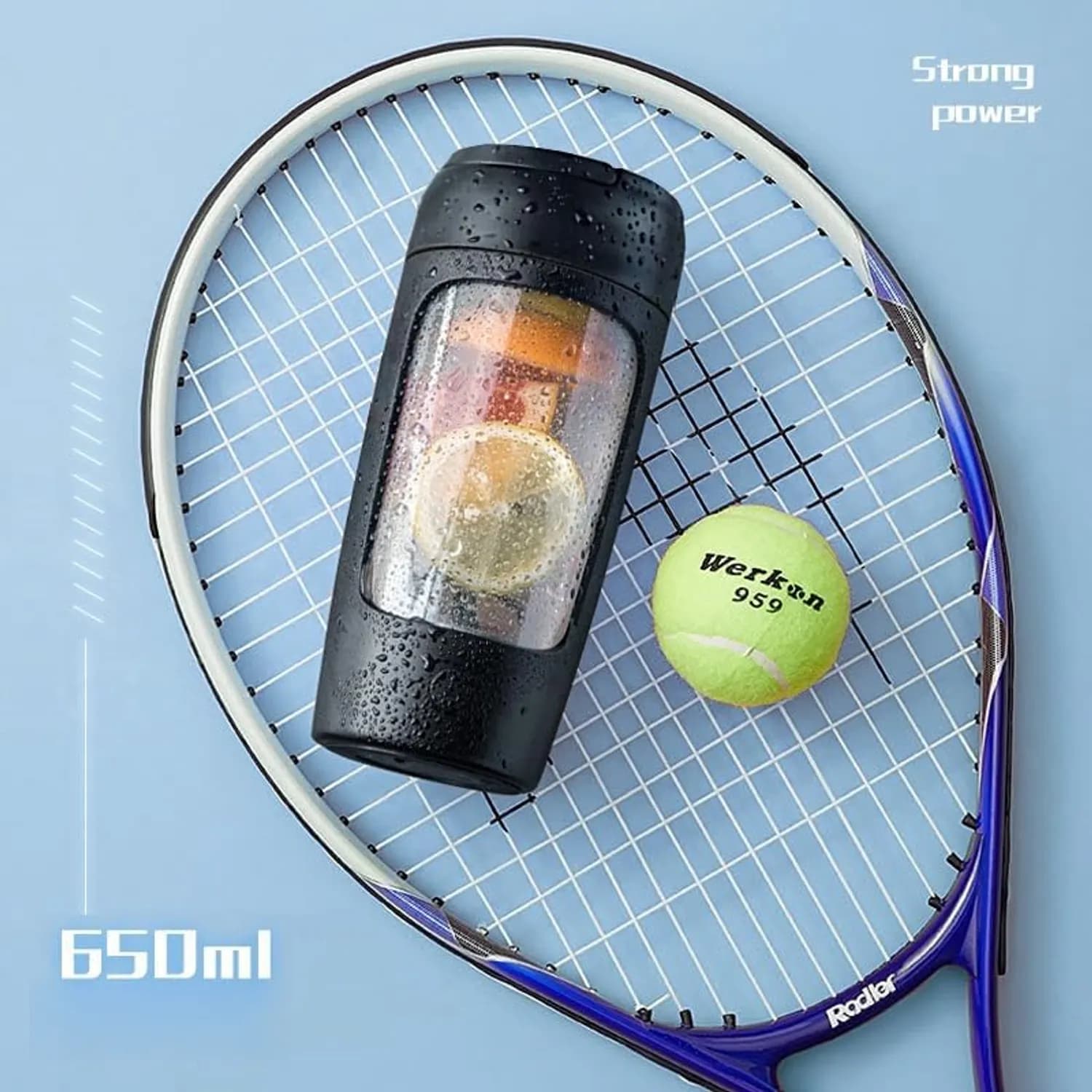 Green Lion Electric Shaker Bottle - 650ml, USB Rechargeable, Black 3
