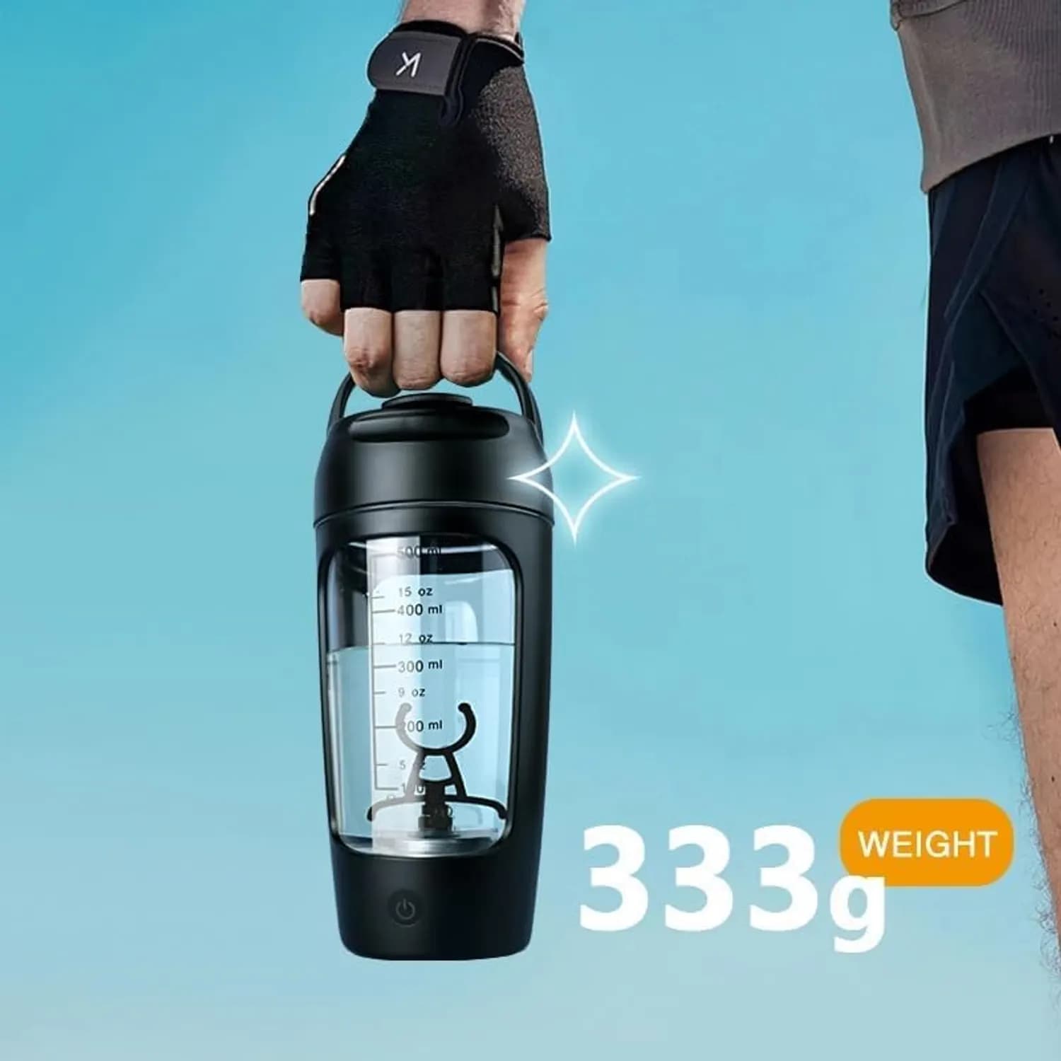 Green Lion Electric Shaker Bottle - 650ml, USB Rechargeable, Black 5