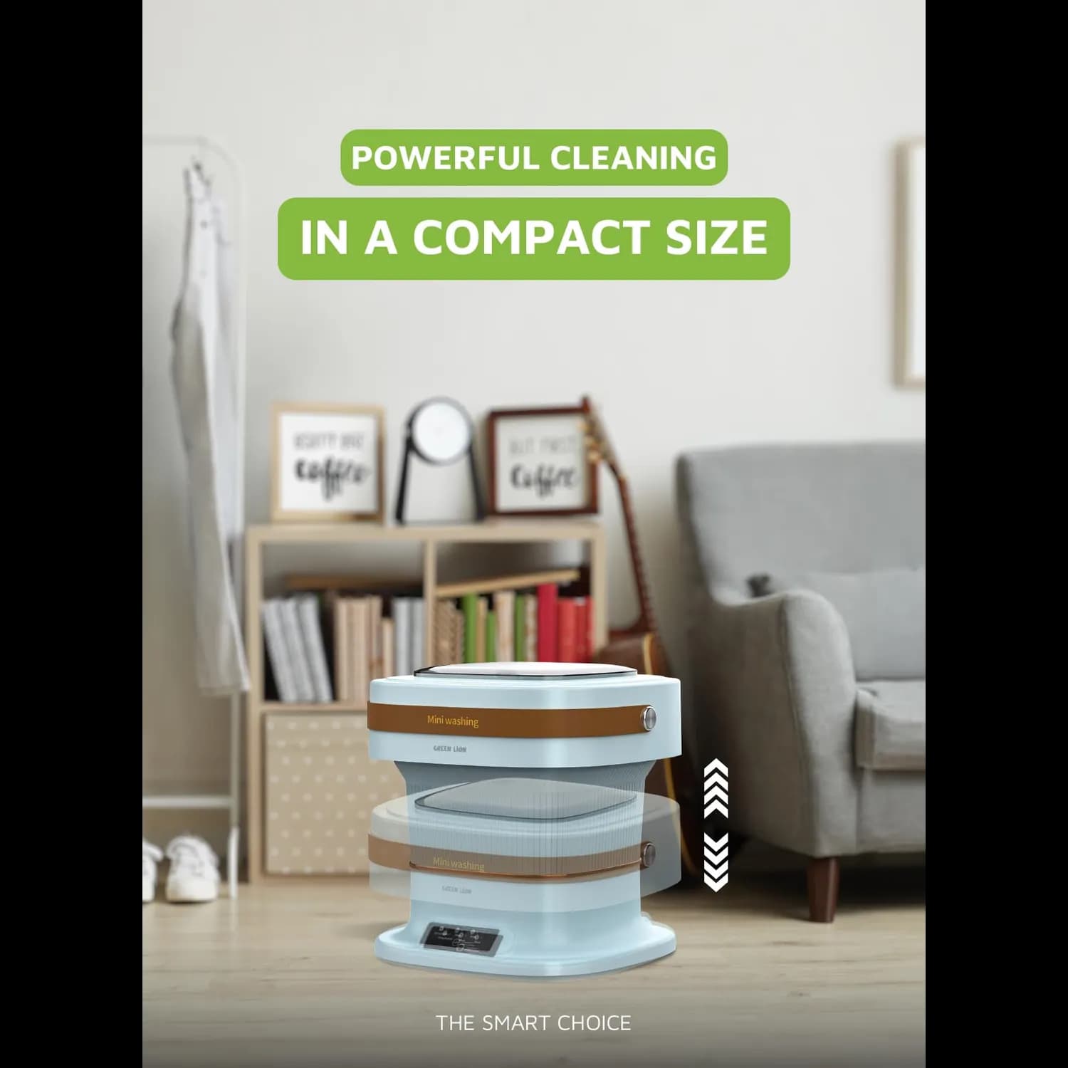 Green Lion Mini Washing Machine - 6L Foldable, Sky Blue 3