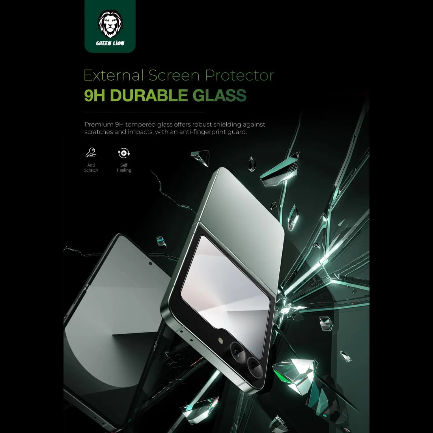 Green Lion Protection Pack Galaxy Z Flip 6 - Self-Healing, Clear 4