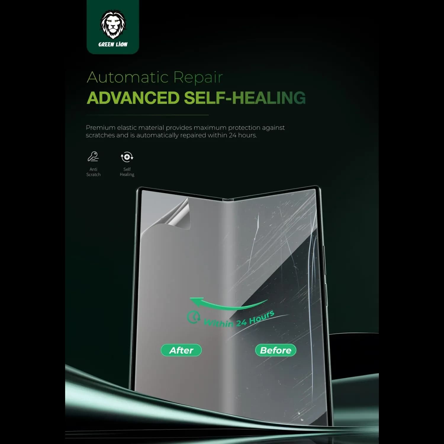 Green Lion Screen Protector Samsung Galaxy Z Fold 6 - 9H Hardness, Privacy, Green 3