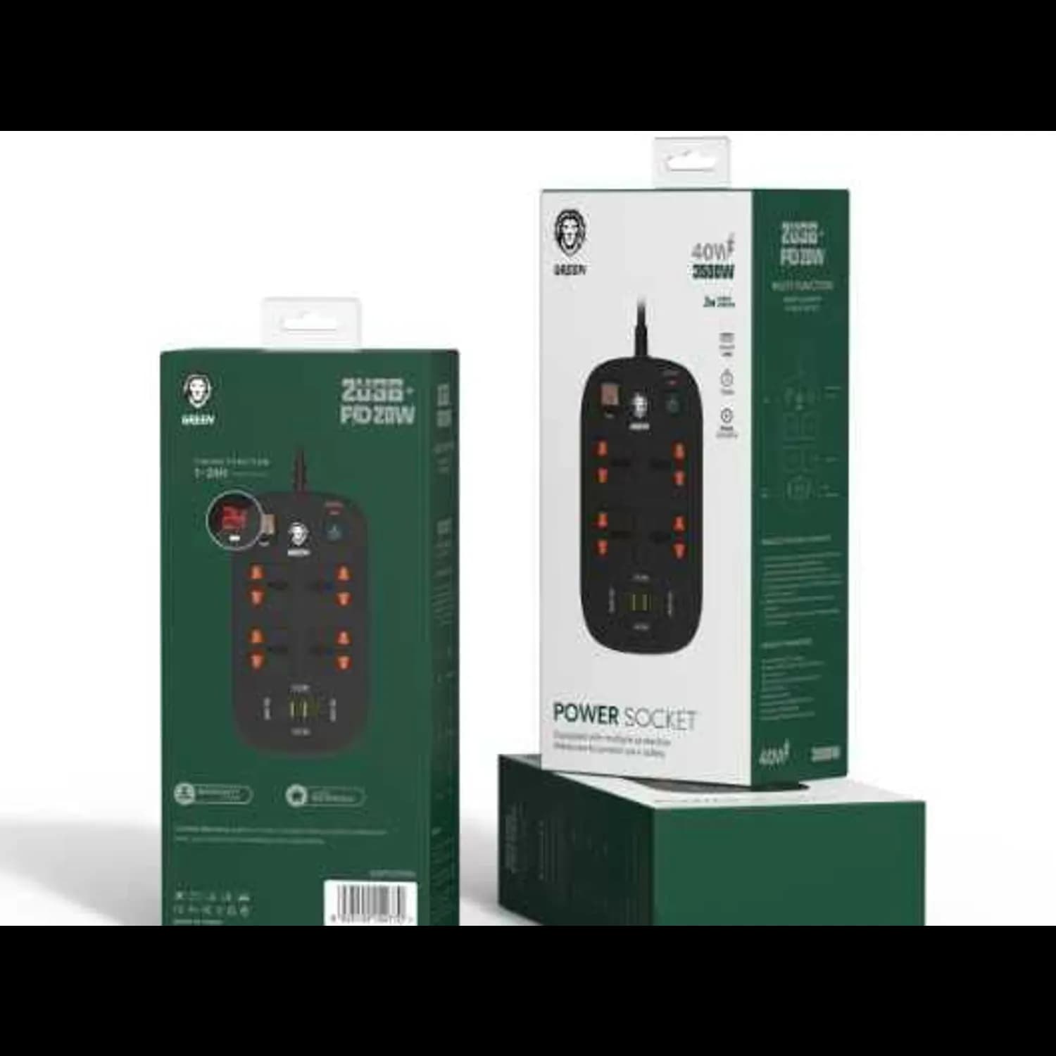 Green Lion Power Socket - 4 AC, 2 USB-A, 2 USB-C PD 40W, Black 3