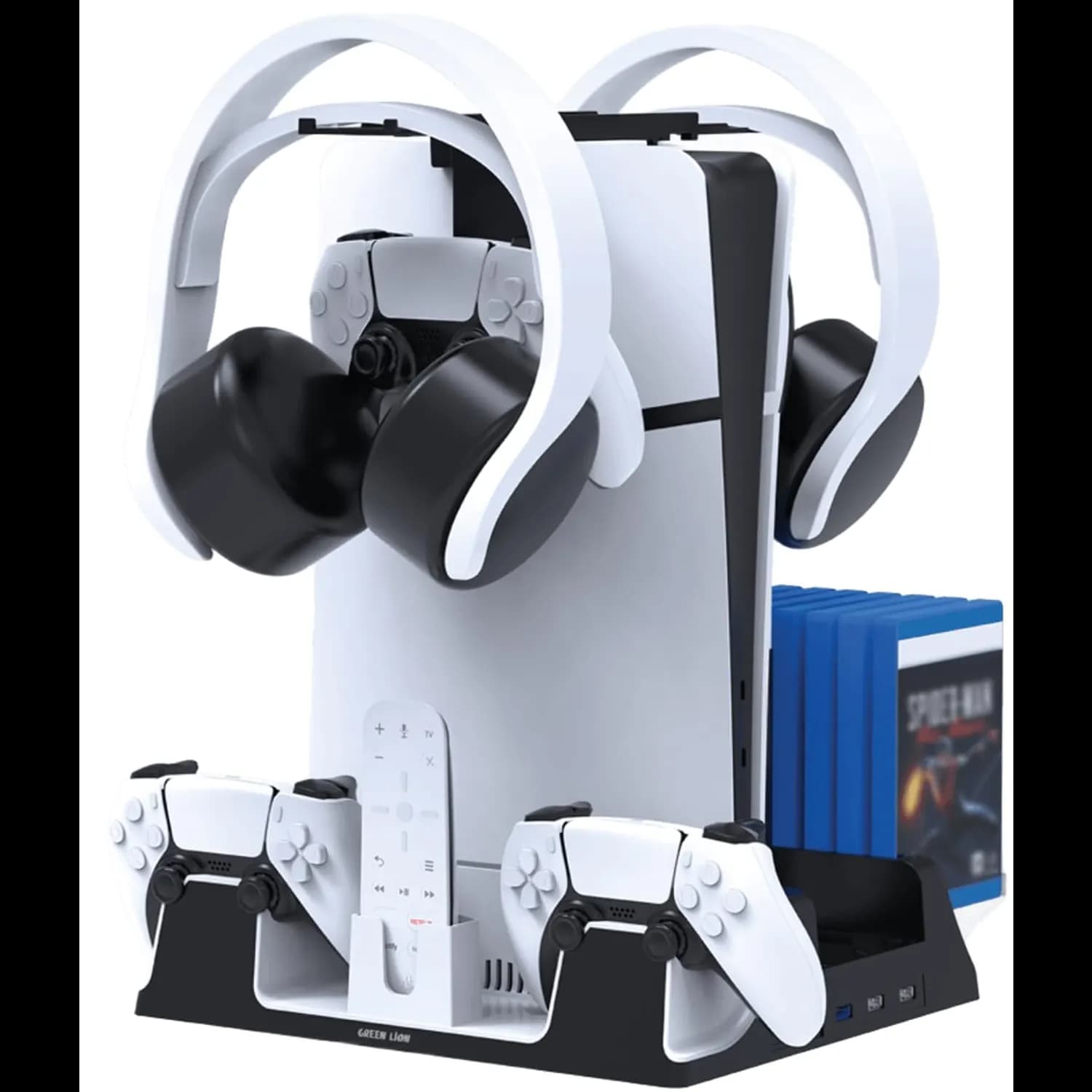 Green Lion PS5 Cooling Stand - 14-Disk Storage, Turbo Fan, White 1 Green Lion PS5 Cooling Stand - 14-Disk Storage, Turbo Fan, White 1