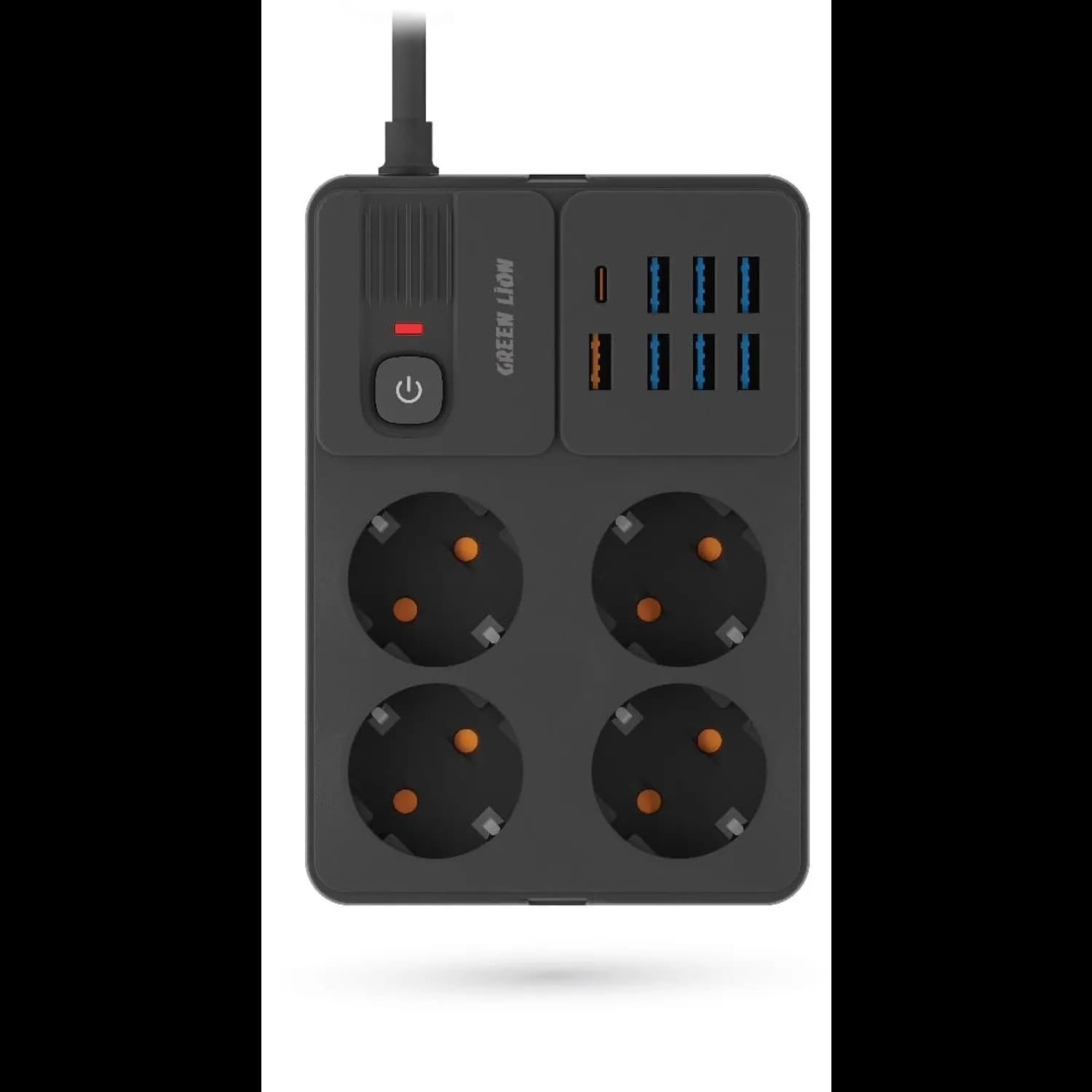 Green Lion Power Socket - 7 USB-A, 1 PD 20W, 4 EU Sockets, Black 1 Green Lion Power Socket - 7 USB-A, 1 PD 20W, 4 EU Sockets, Black 1